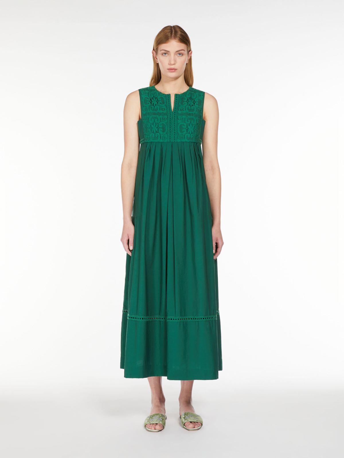 Sleeveless cotton-blend dress