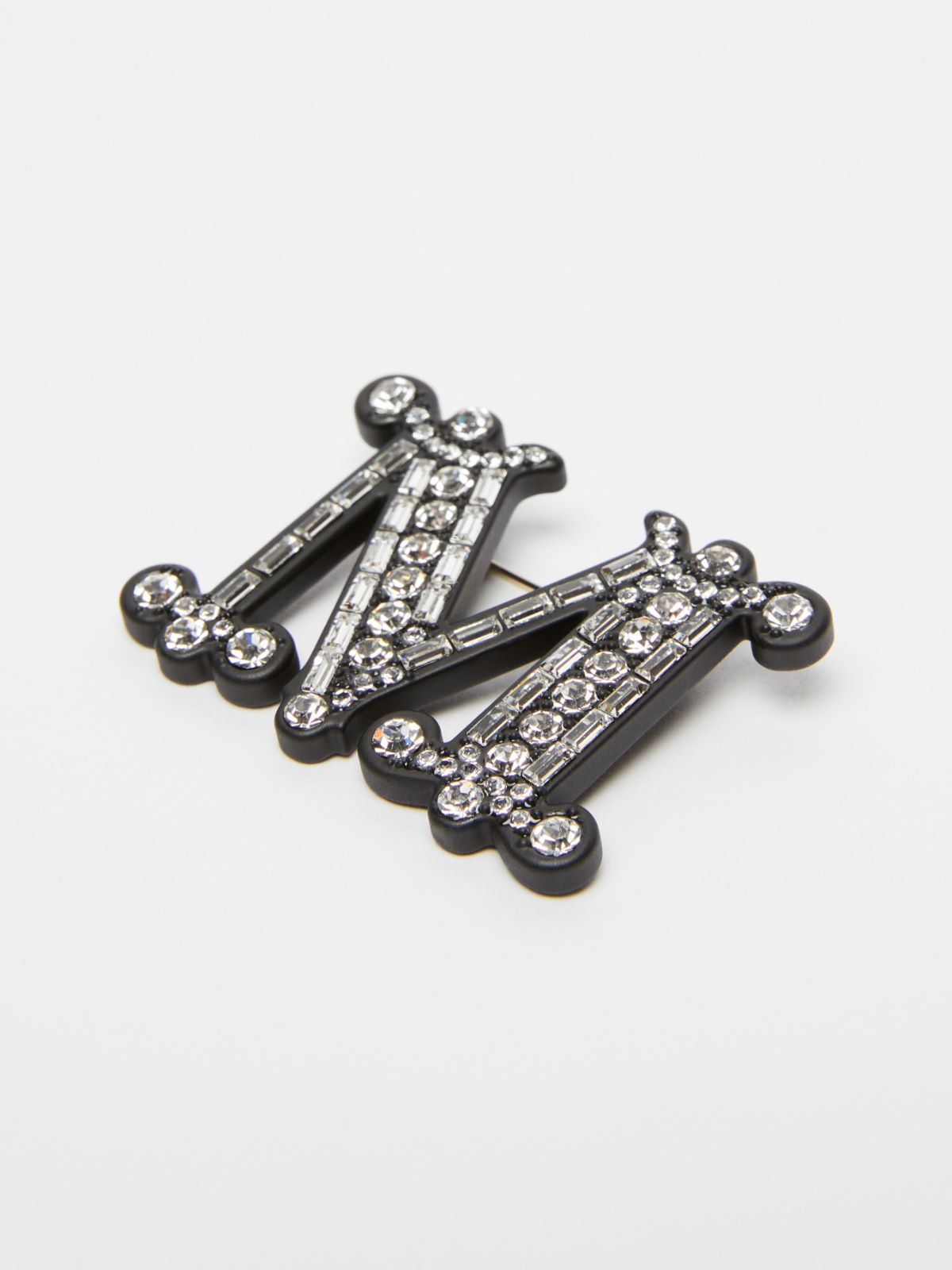 Monogram brooch with crystals