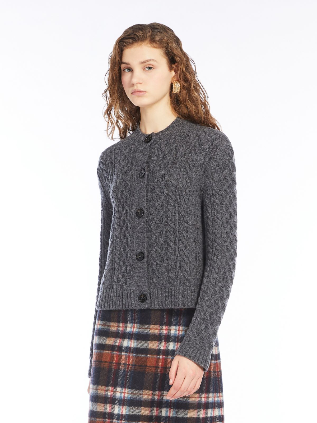 Cable-knit wool cardigan