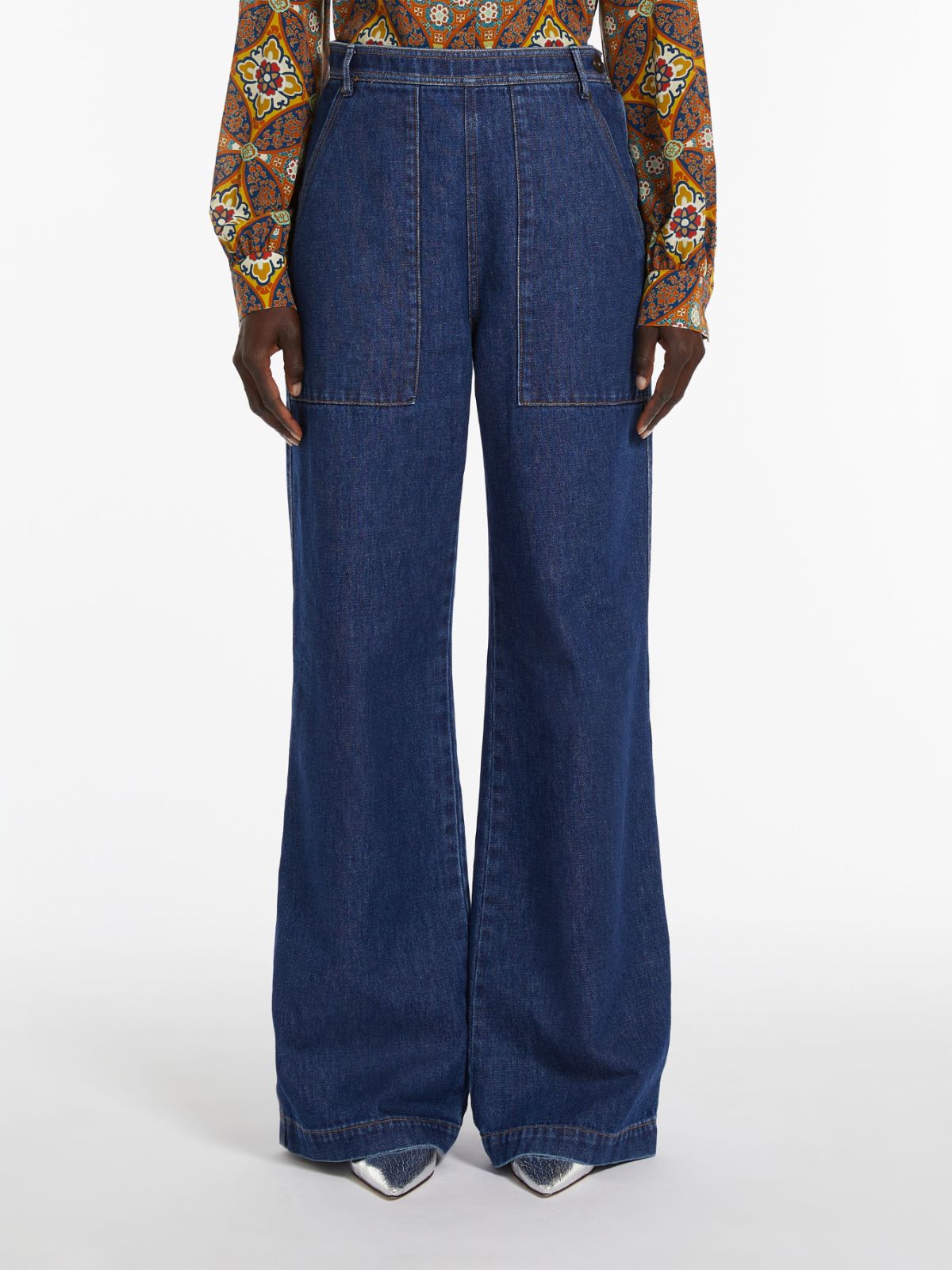 Cotton denim trousers