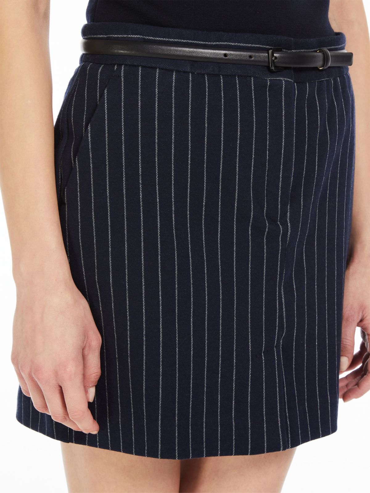 Pinstriped jersey mini skirt