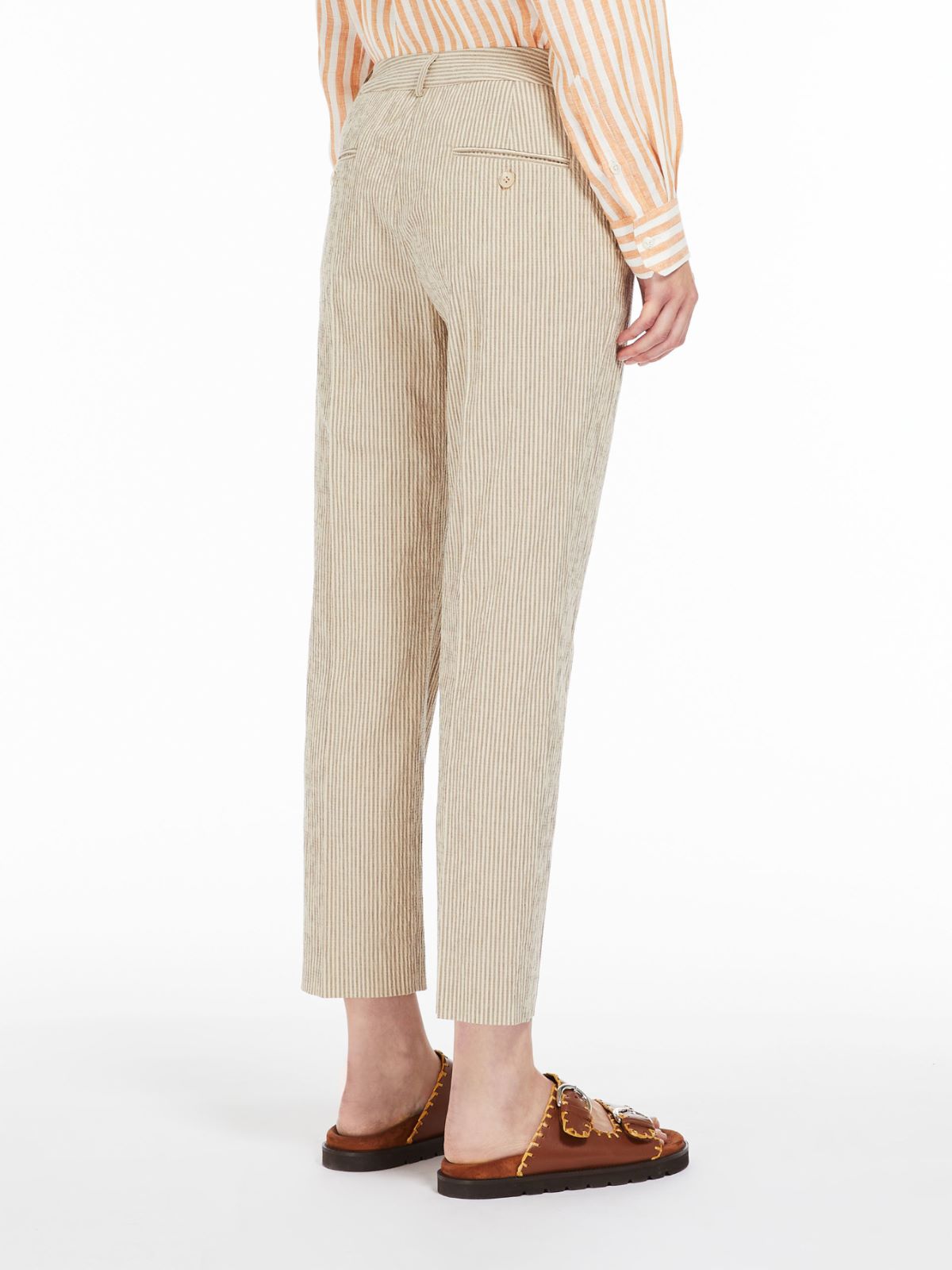 Cotton and linen seersucker trousers