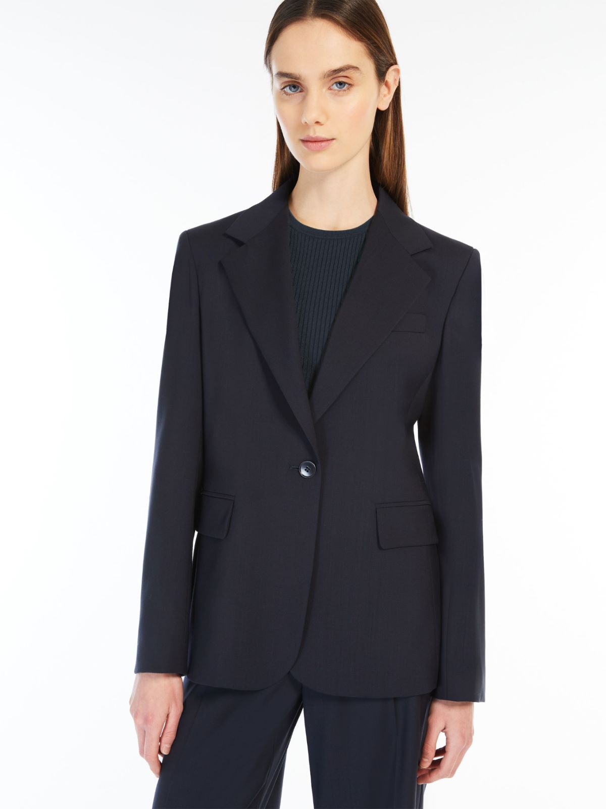 Natural stretch wool blazer