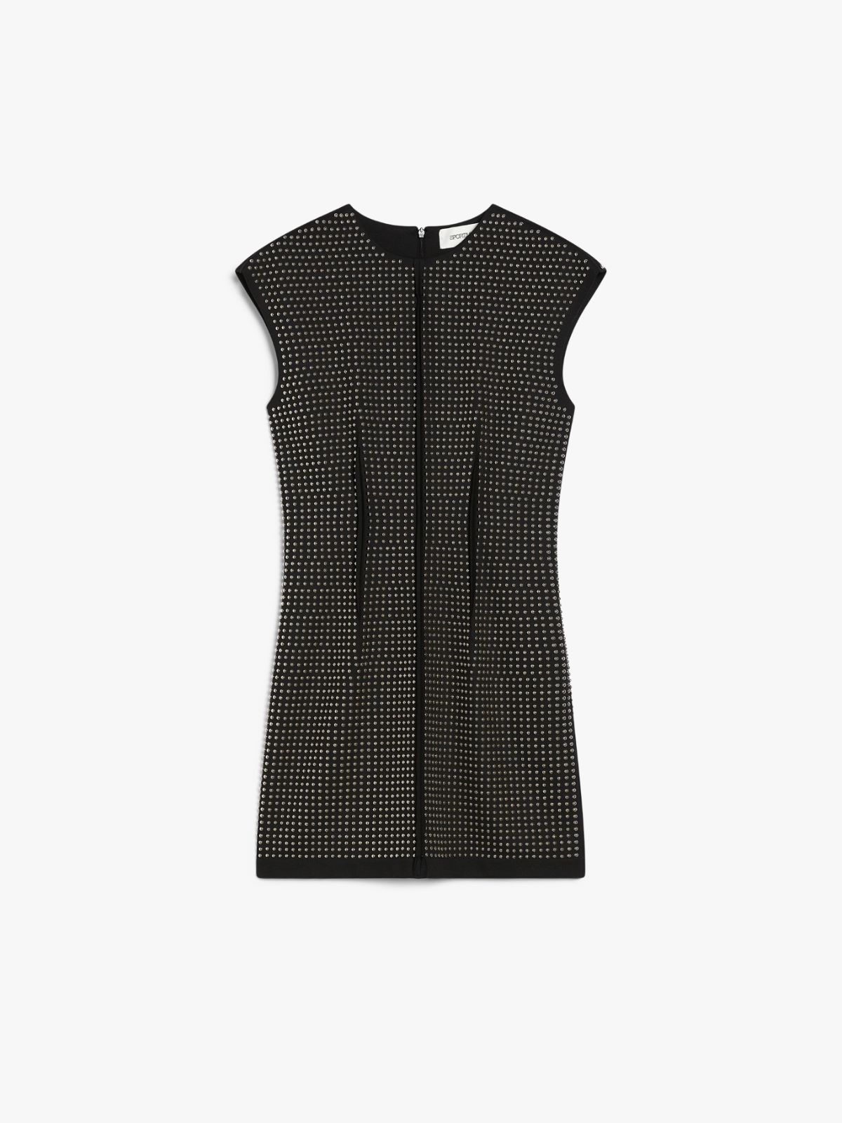 Microstud-adorned crew-neck dress