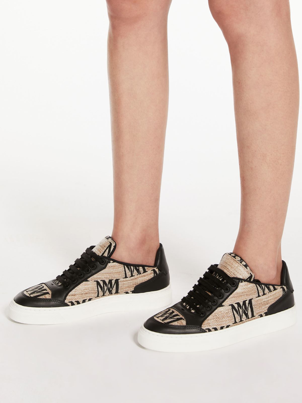 Jacquard raffia-effect fabric trainers