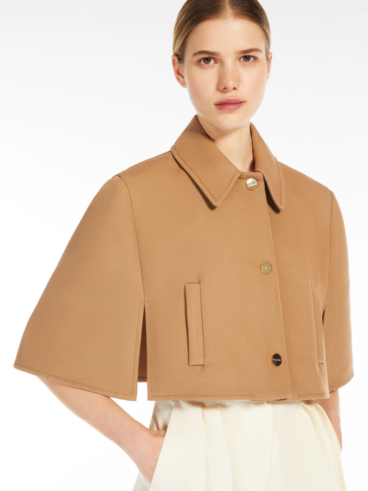 Wool and cotton cropped cape