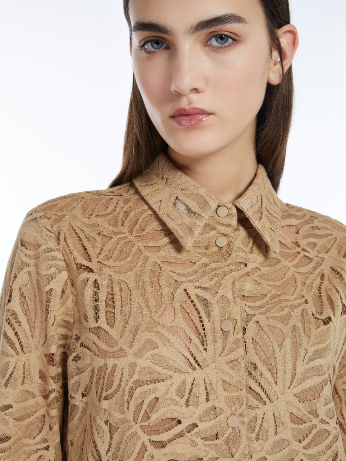 Floral lace shirt dress