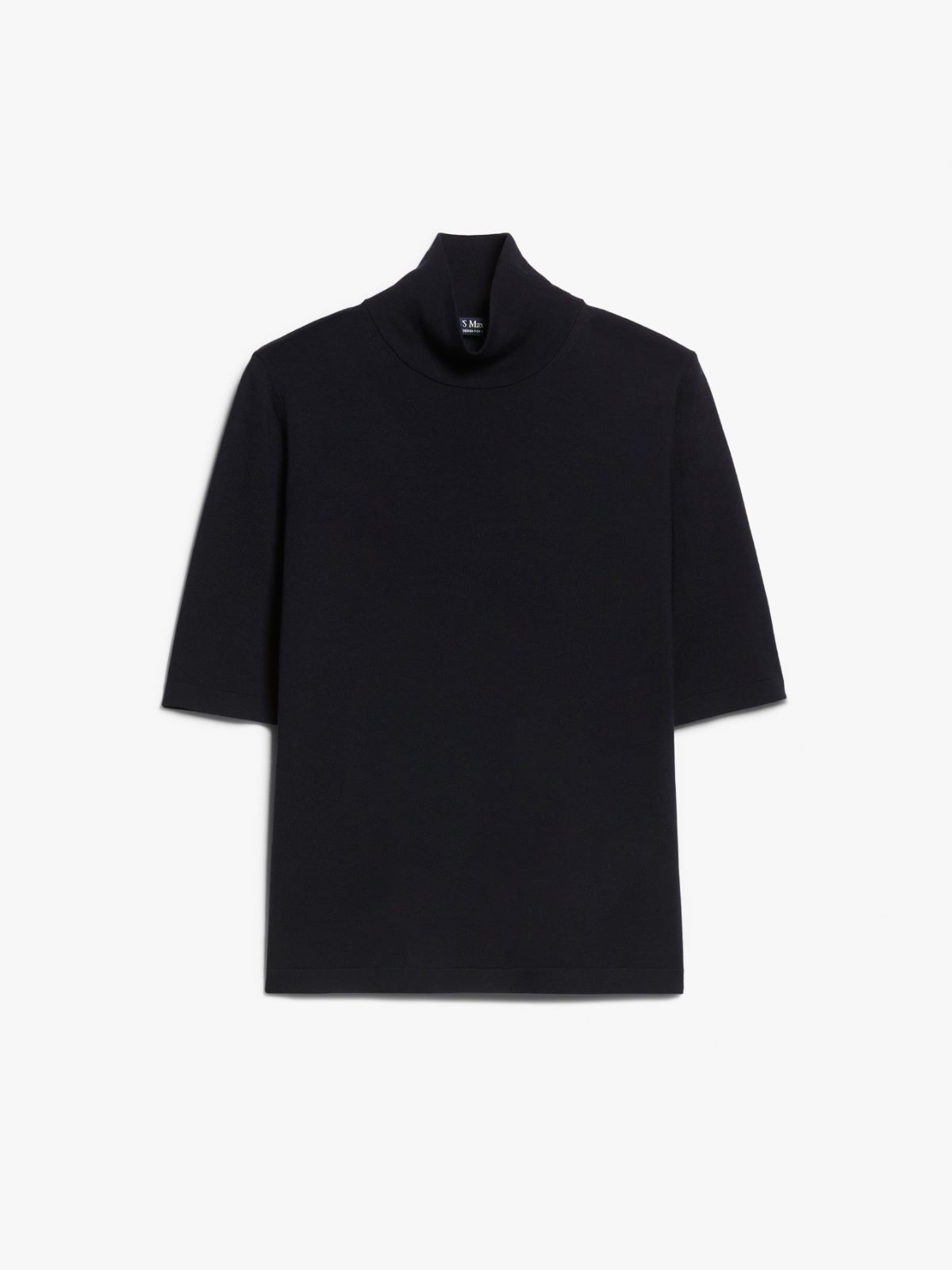 Wool yarn polo-neck sweater