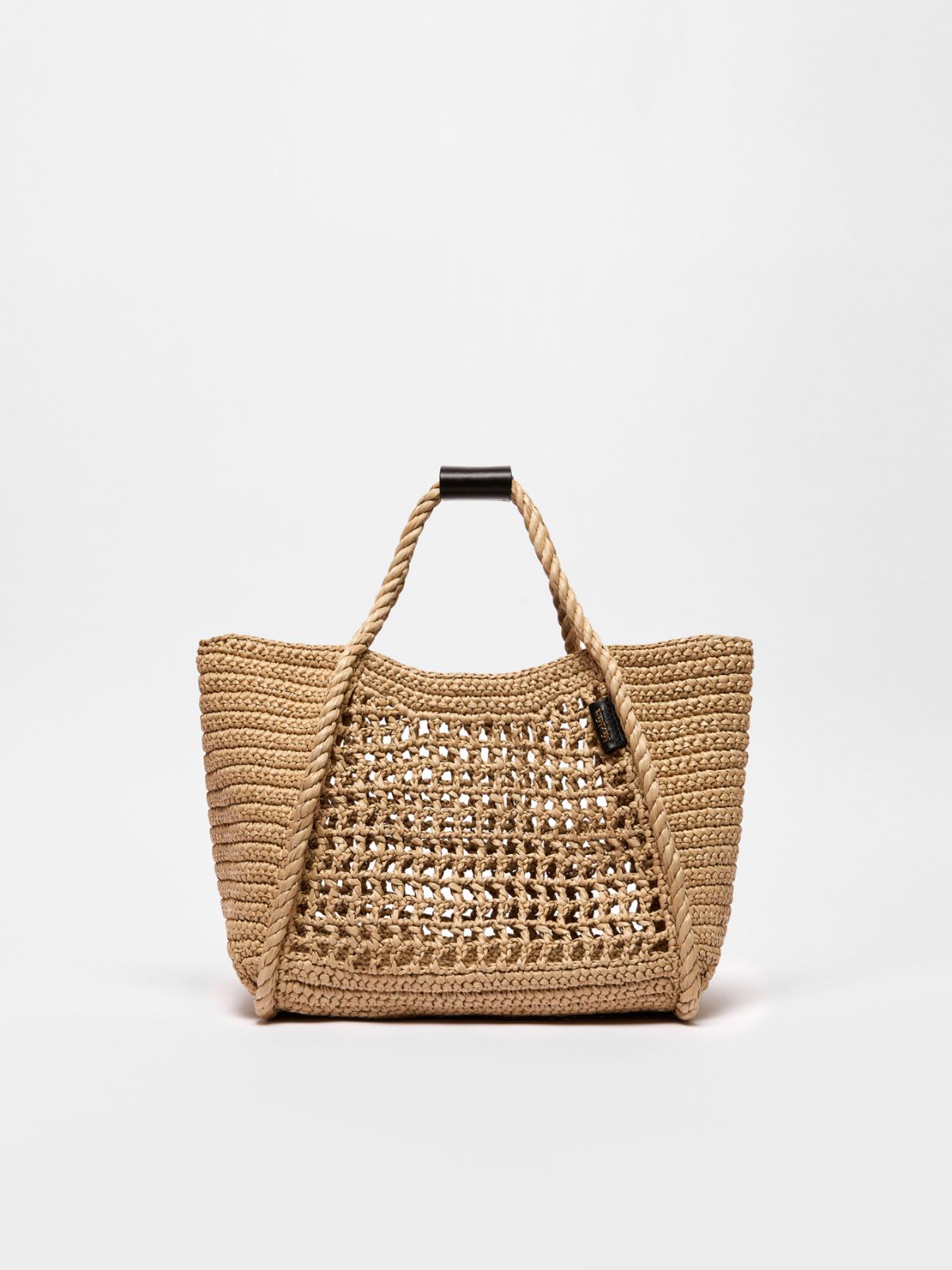 Raffia-effect small Marine bag
