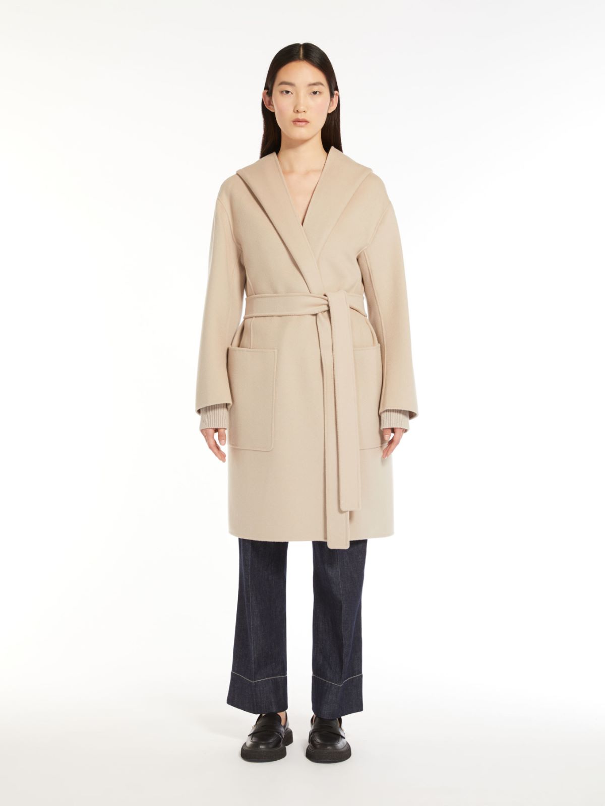 Hooded wool coat