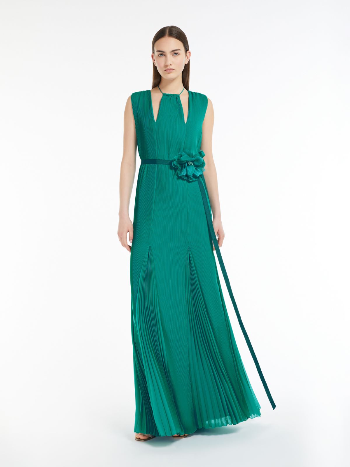 Pleated chiffon dress