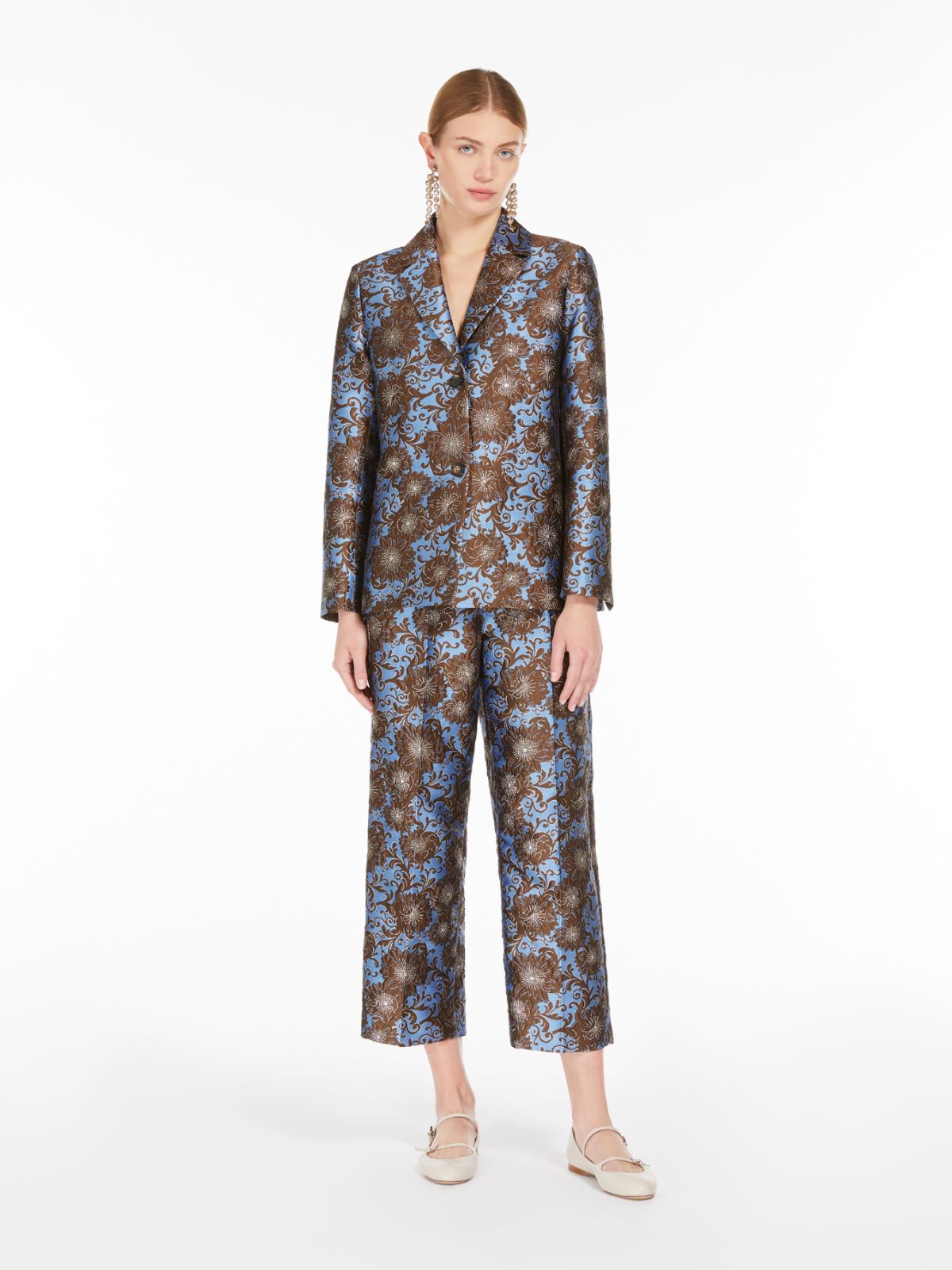 Jacquard silk trousers