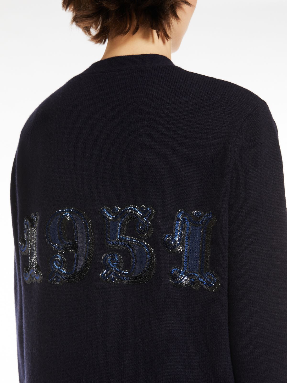 Wool and cashmere cardigan with sequins