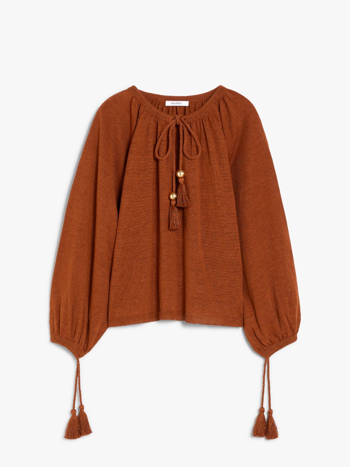 Loose-fitting linen yarn jumper