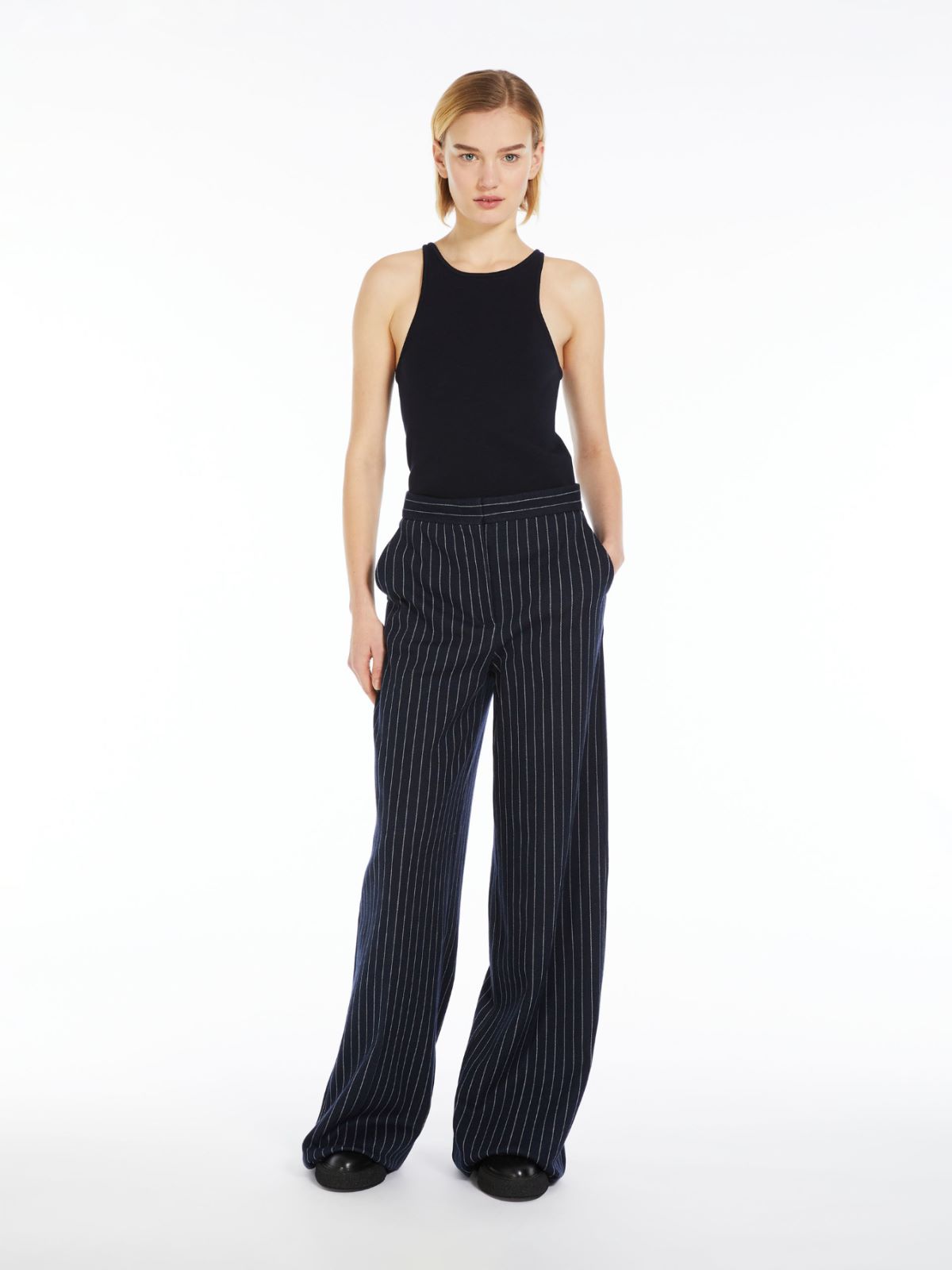 Cotton, cashmere and silk palazzo trousers