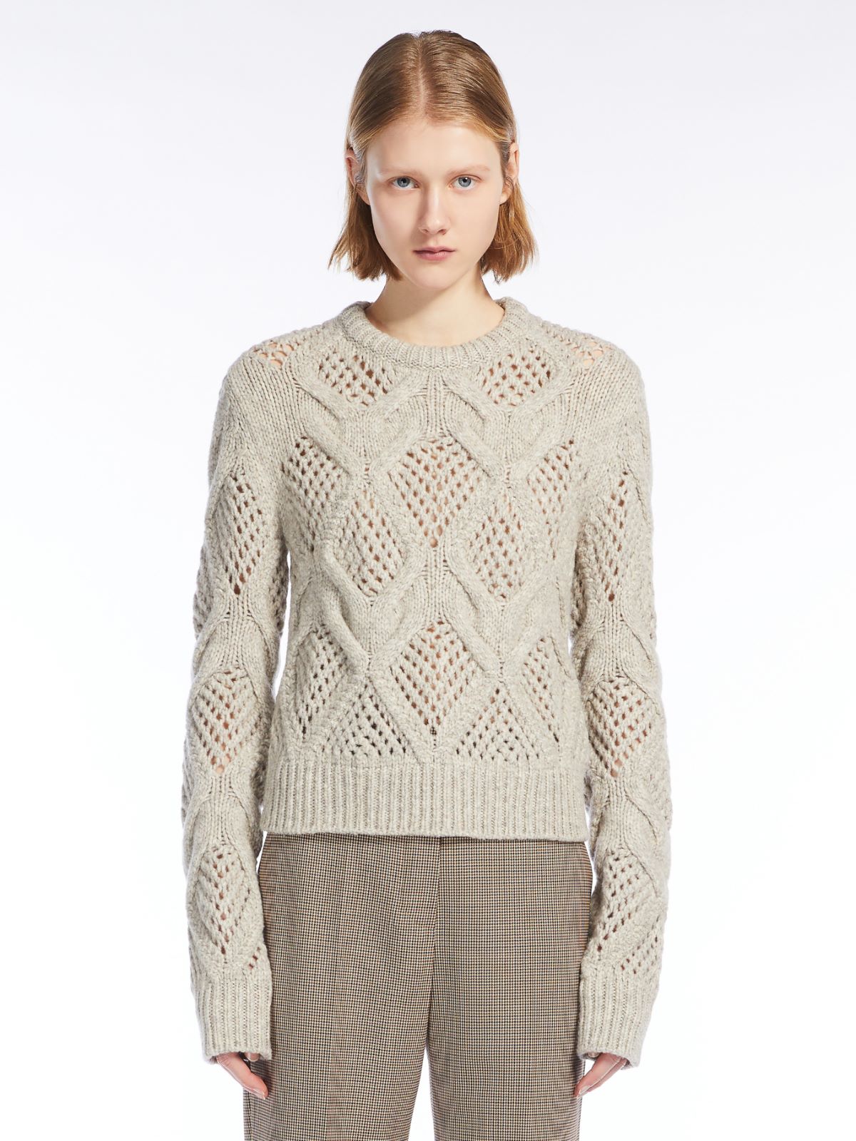 Diamond-knit crew-neck sweater