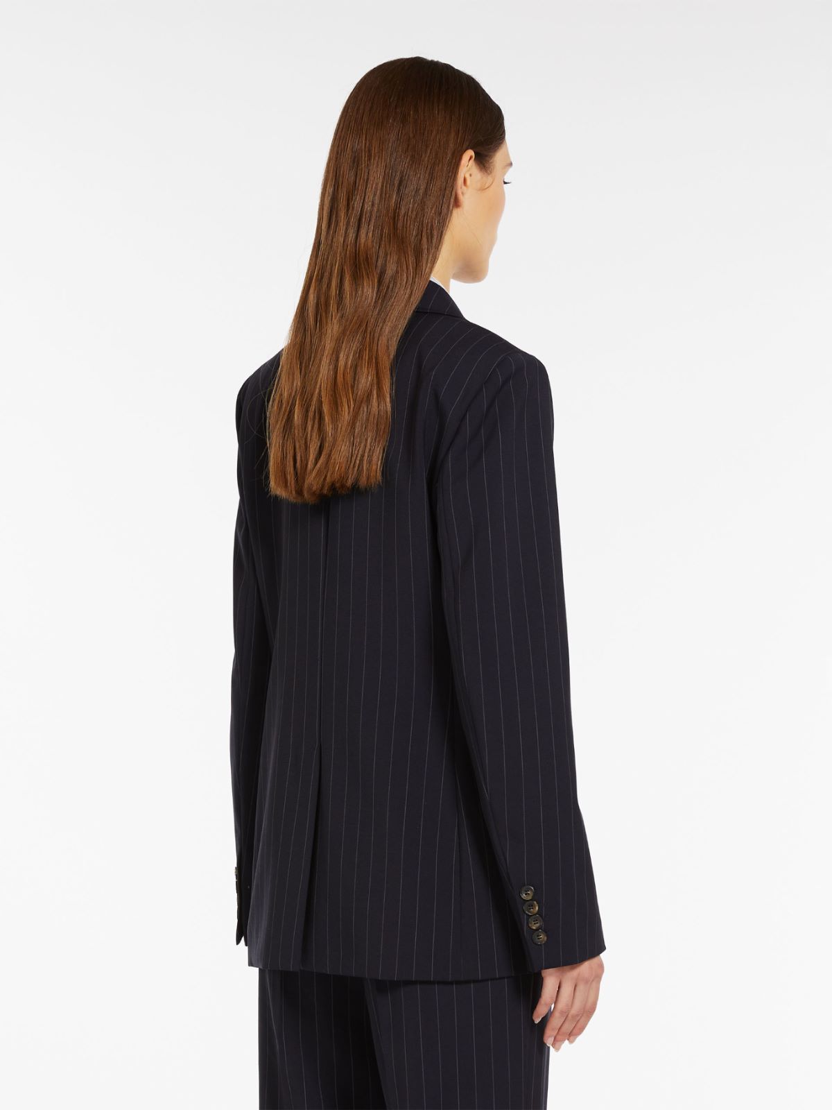 Single-breasted pinstripe wool blazer