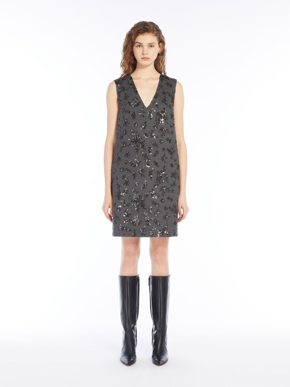 Milano-knit jersey dress with sequin detail