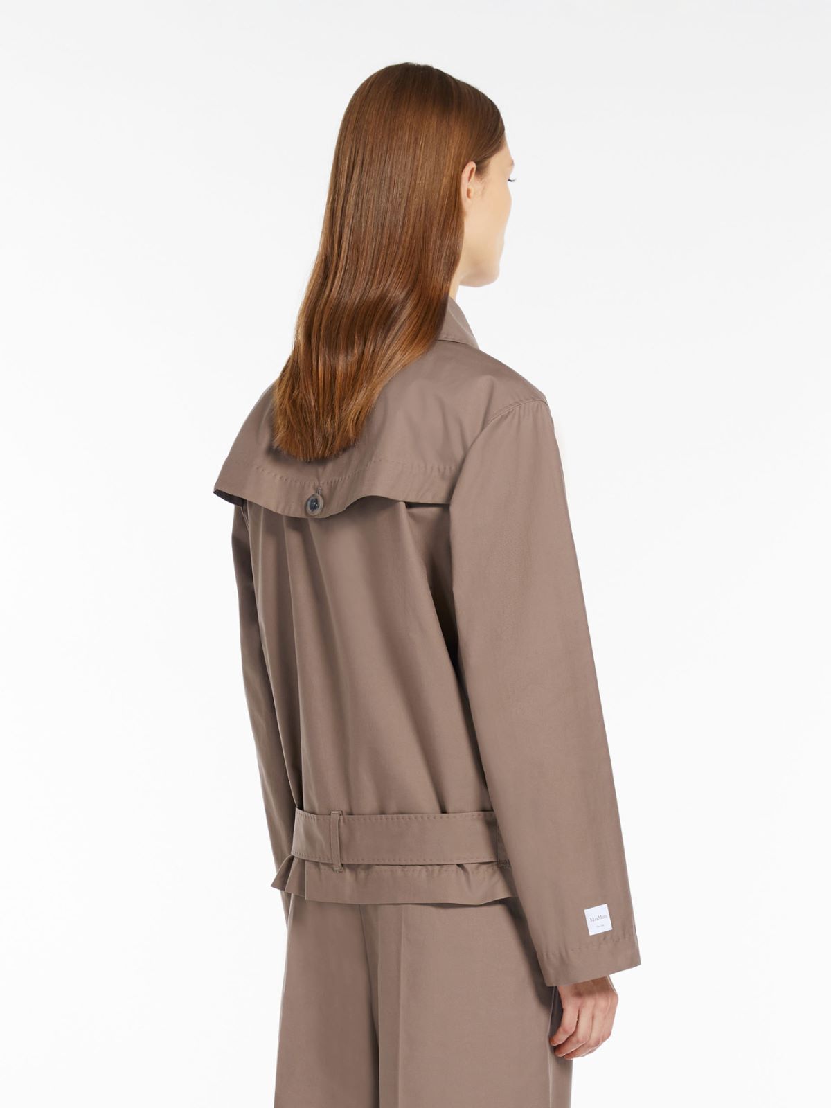 Short trench coat in water-resistant twill