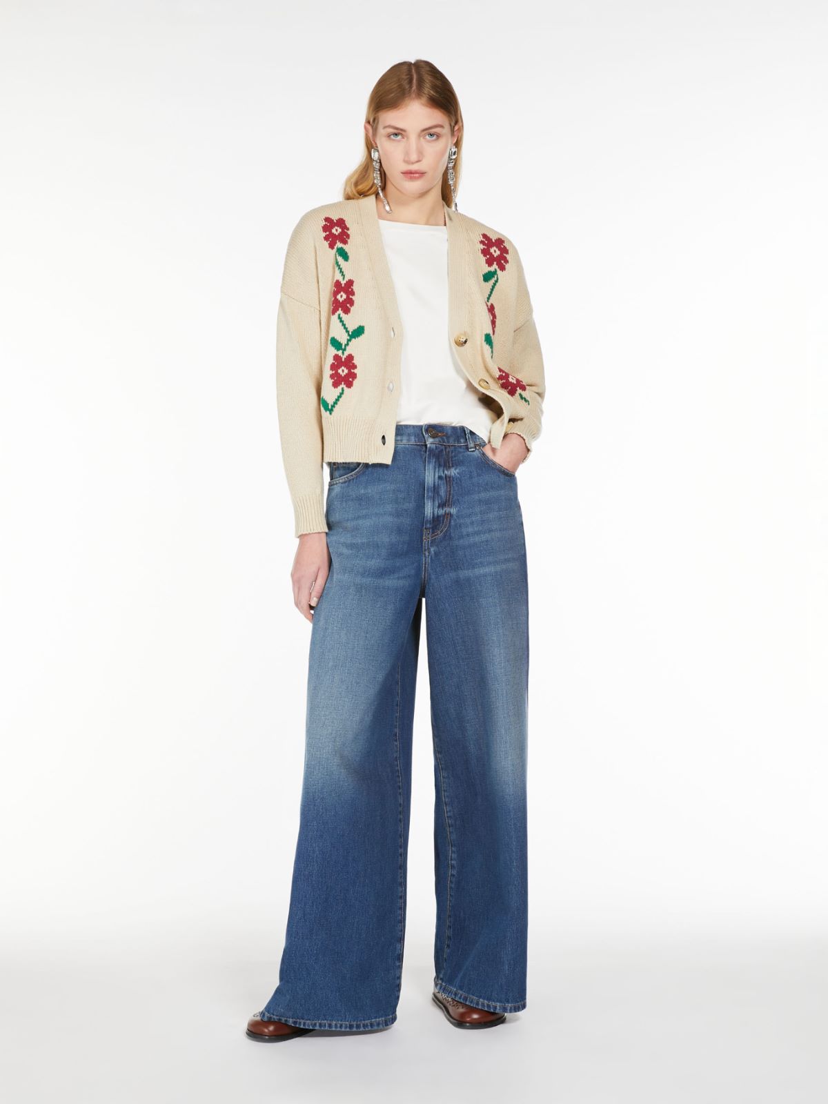 Inlay-detail cotton cardigan