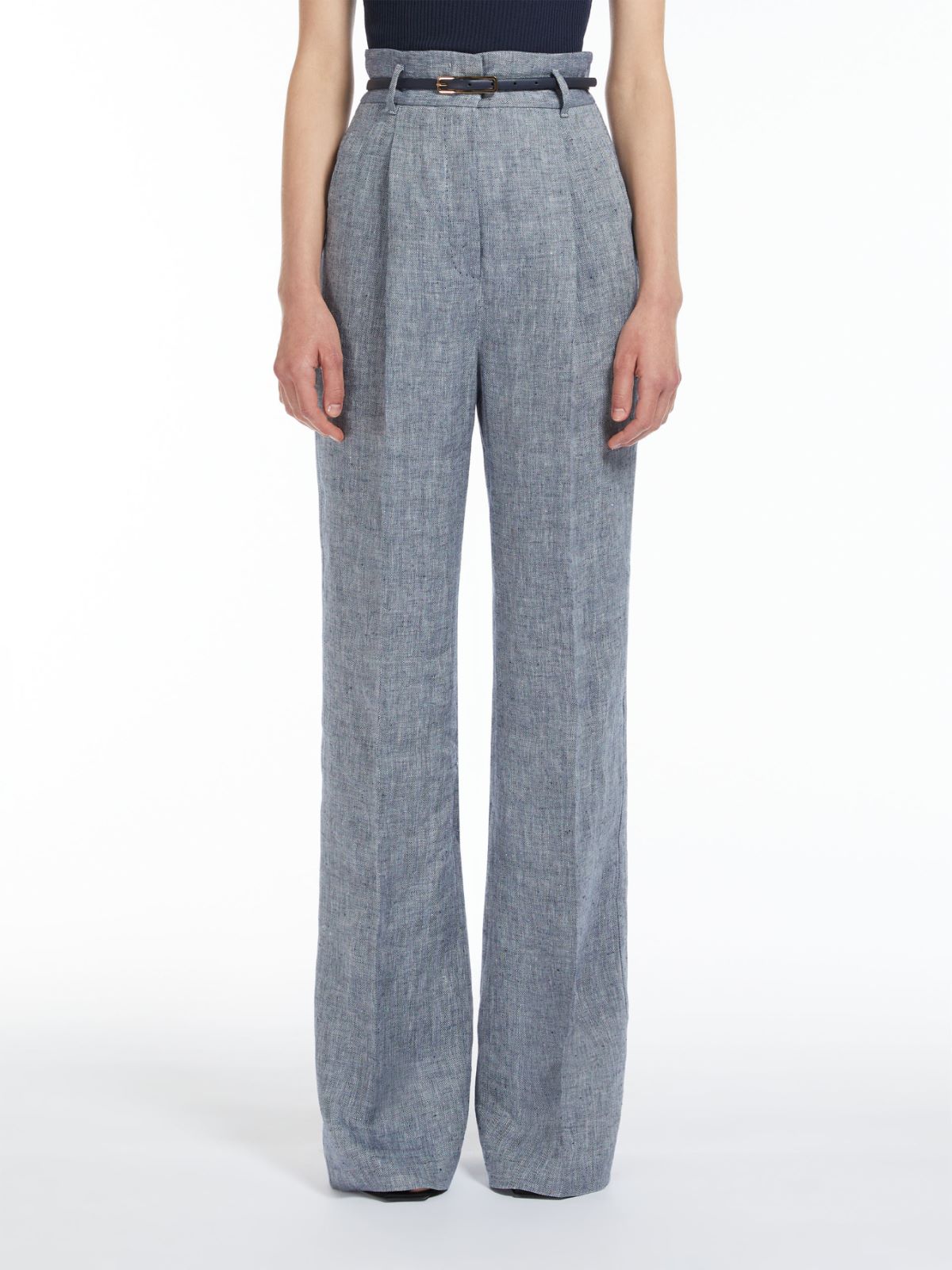 Herringbone linen trousers