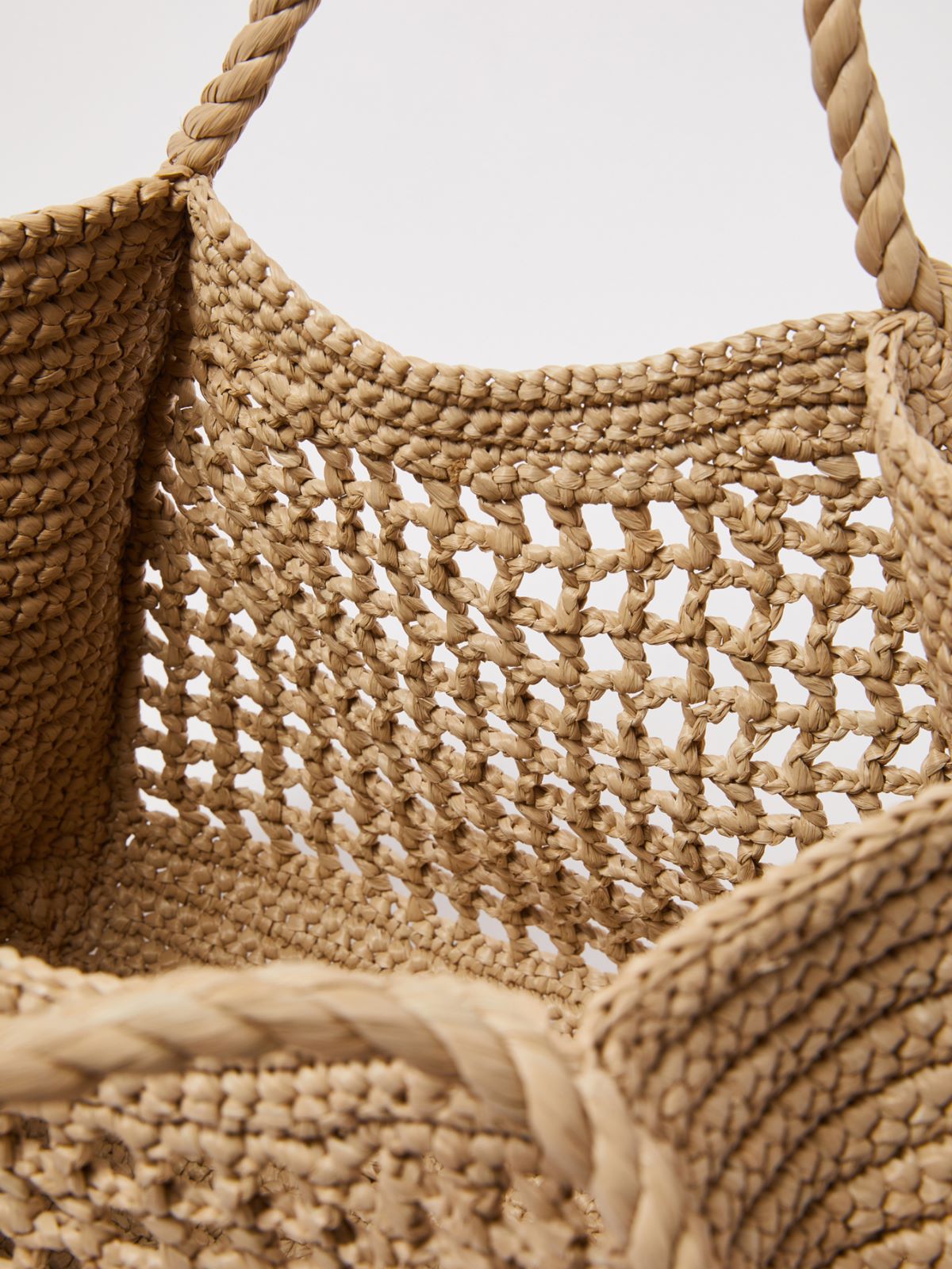 Raffia-effect small Marine bag