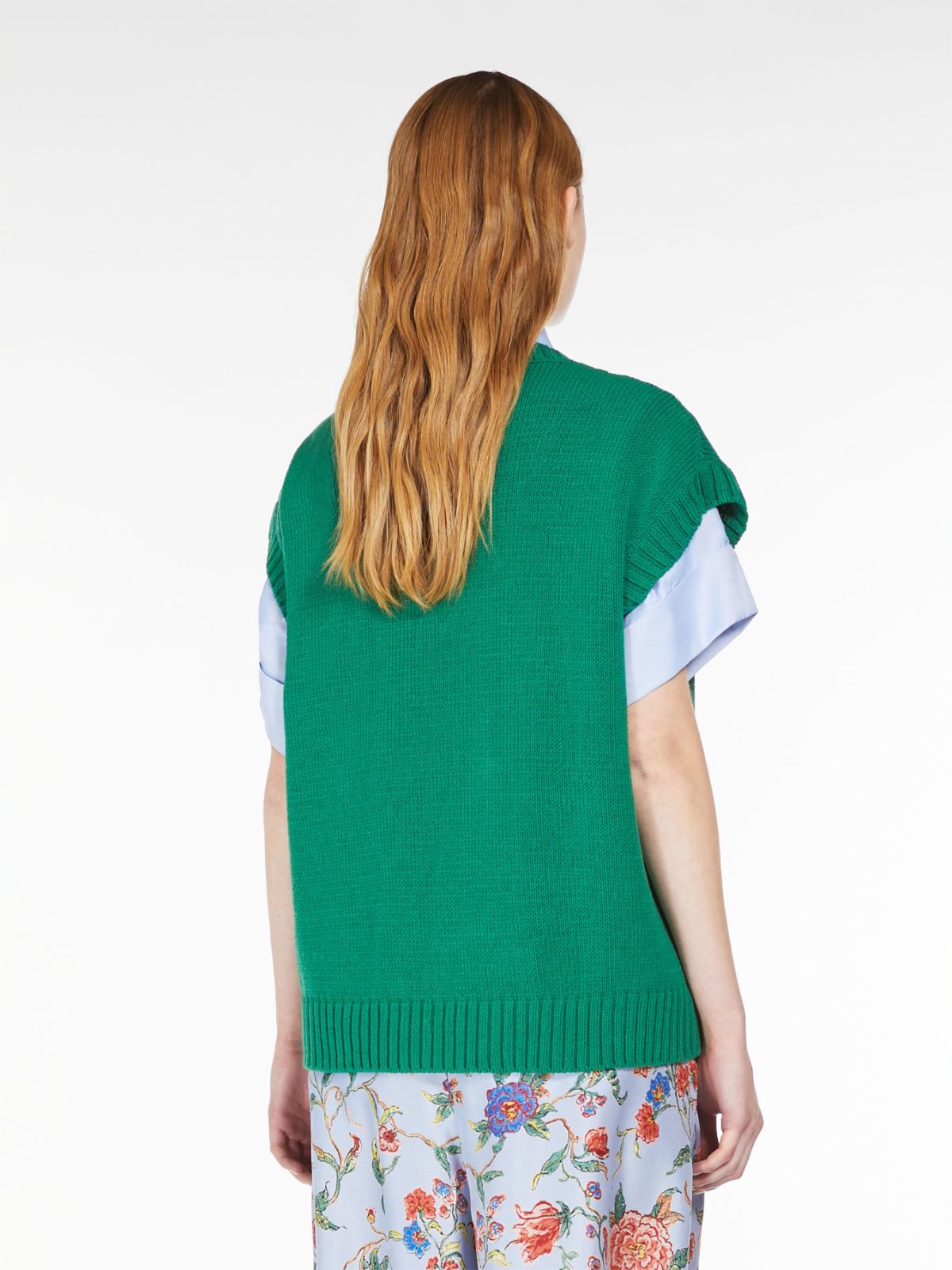 Oversized inlaid cotton gilet