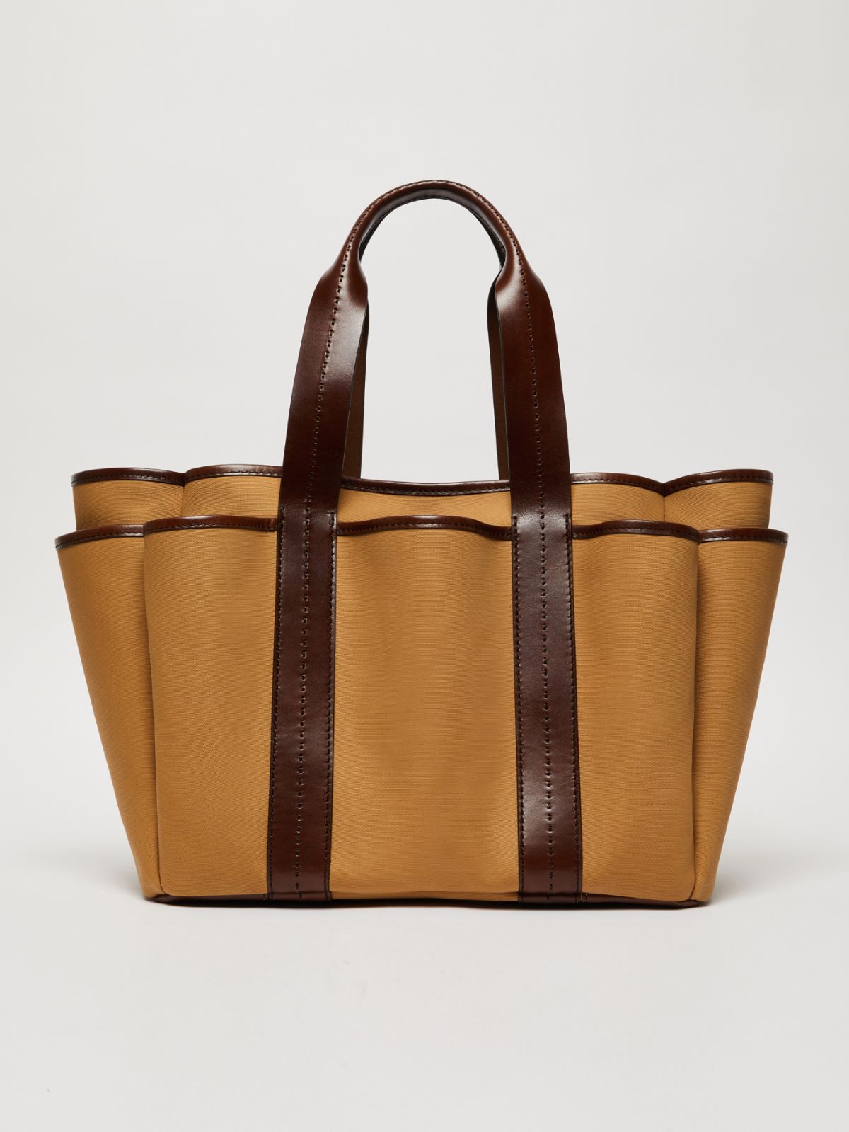 Canvas and leather Giardiniera tote bag