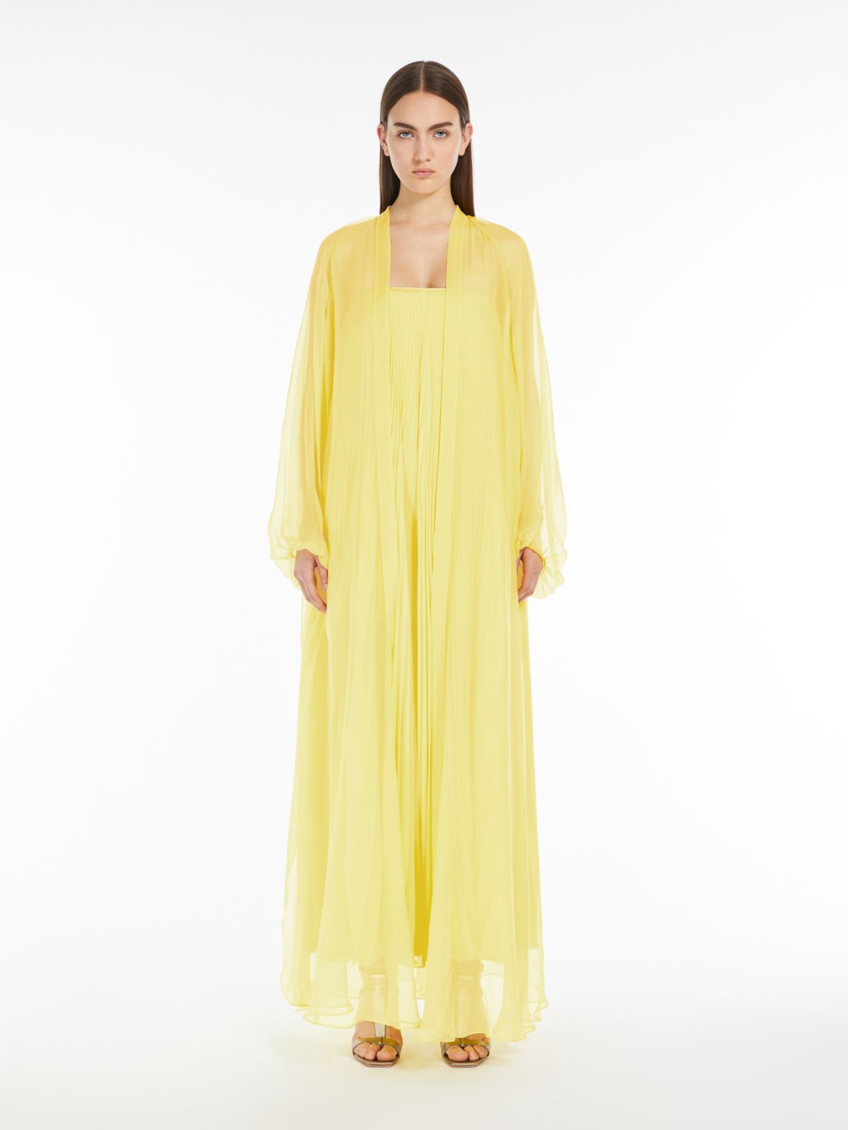 Silk chiffon duster coat