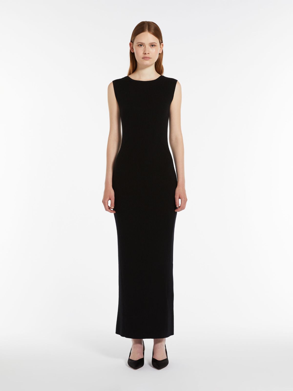 Slim-fit wool and silk dress