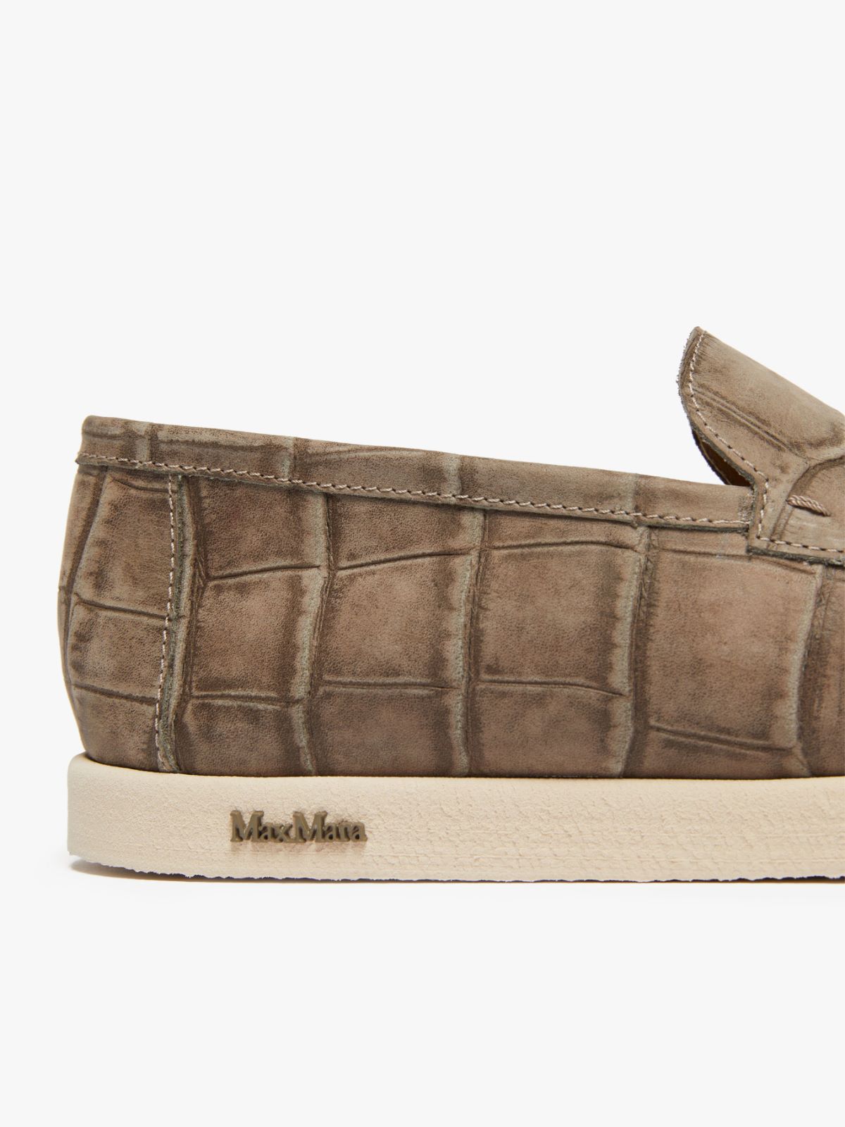 Crocodile-embossed leather loafers