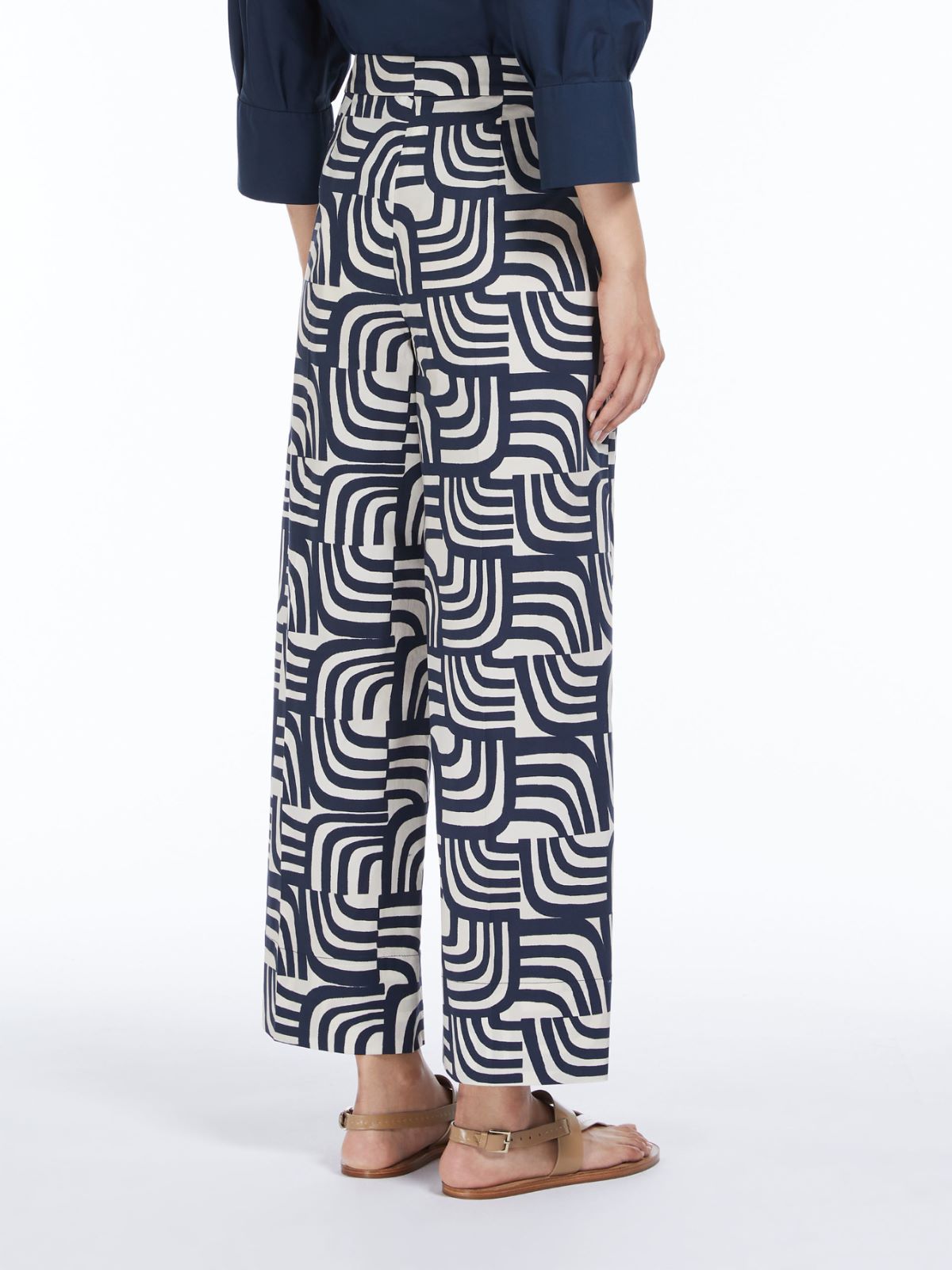 Printed poplin trousers
