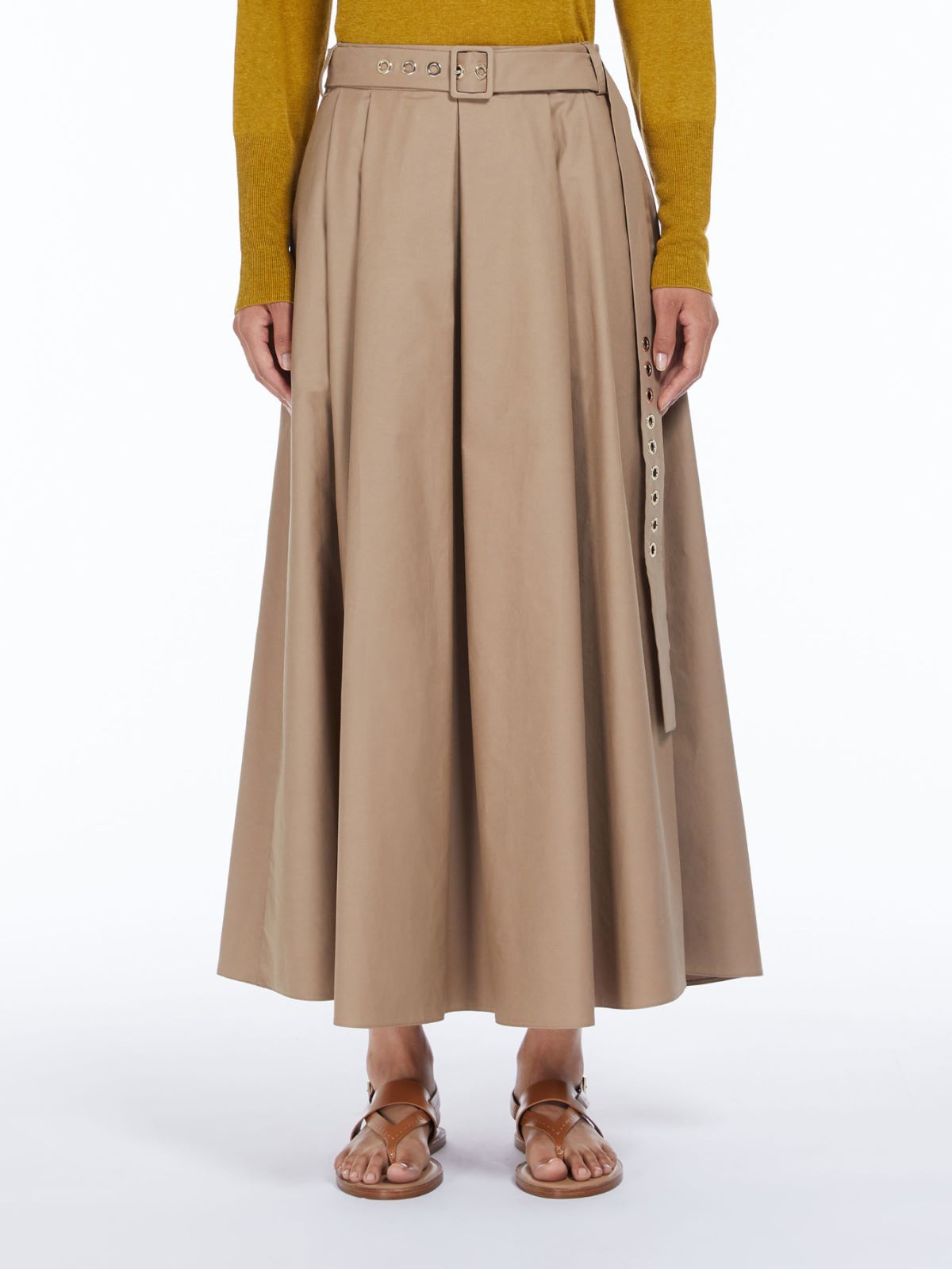 Long water-repellent twill skirt