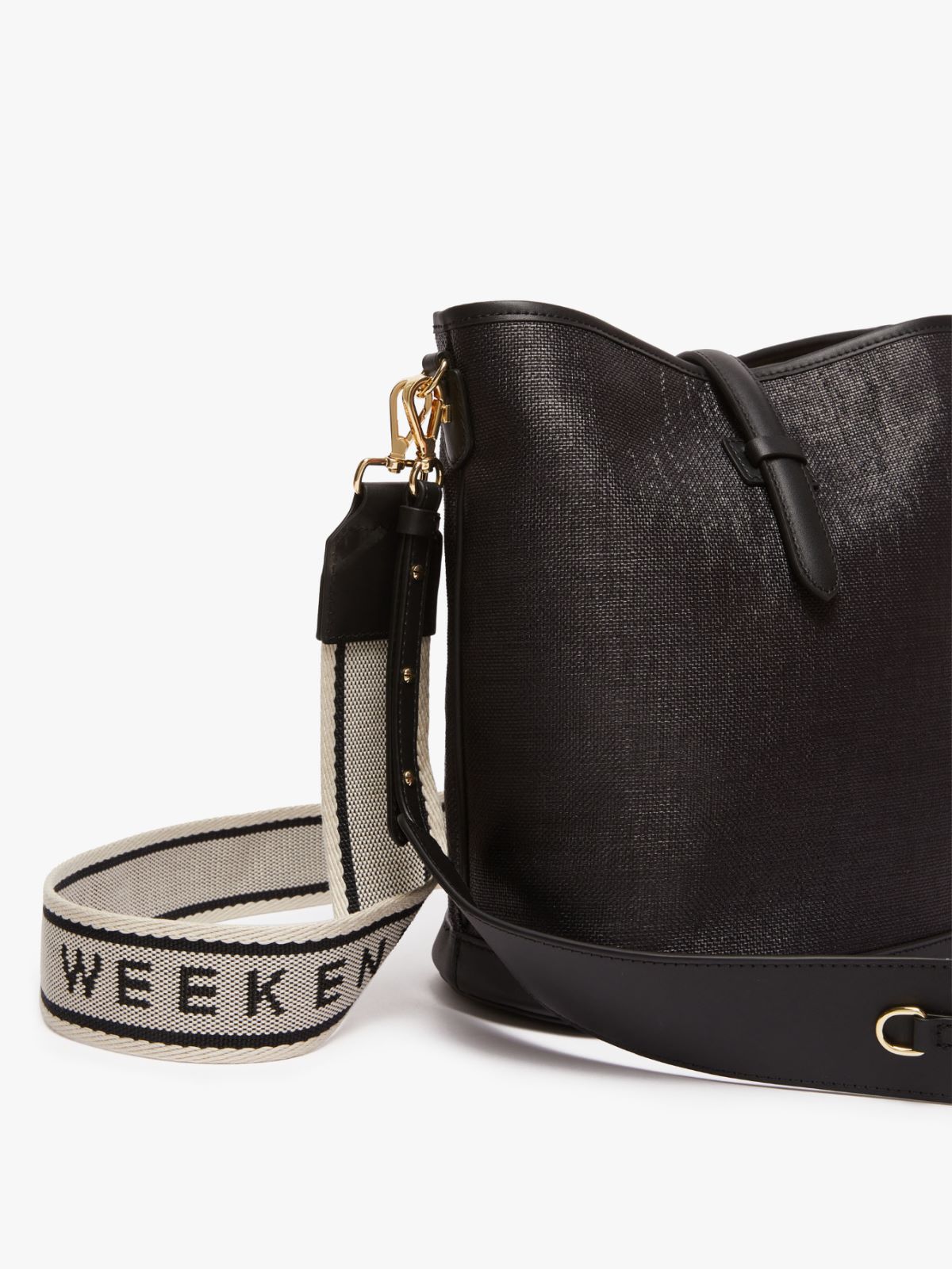 Raffia-look fabric bucket bag