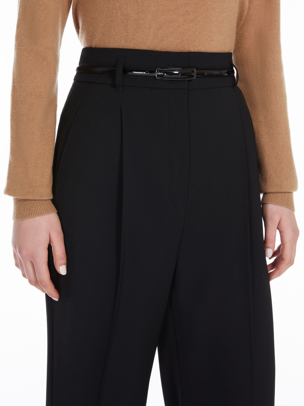 High-waisted wool trousers