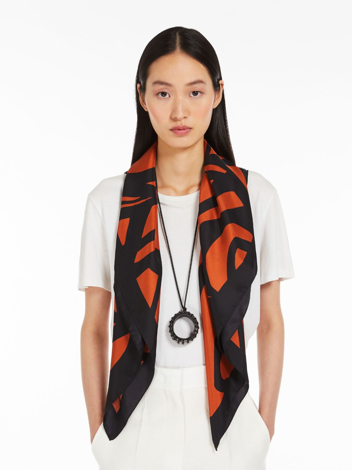 Printed silk scarf