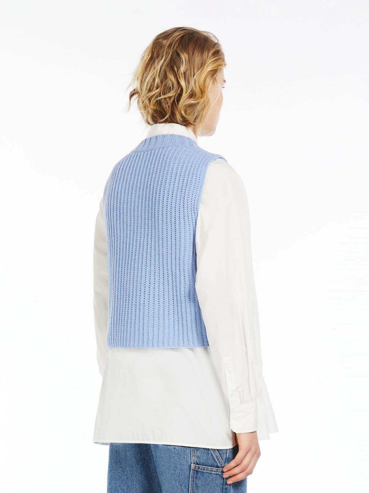 Rib-knit wool gilet