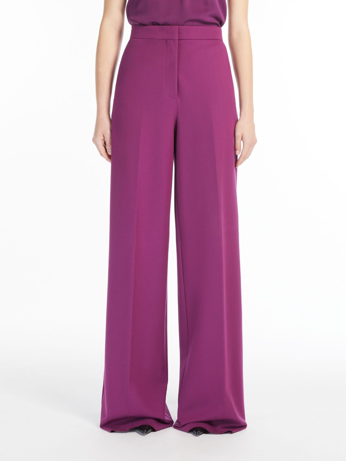 Long compact jersey trousers