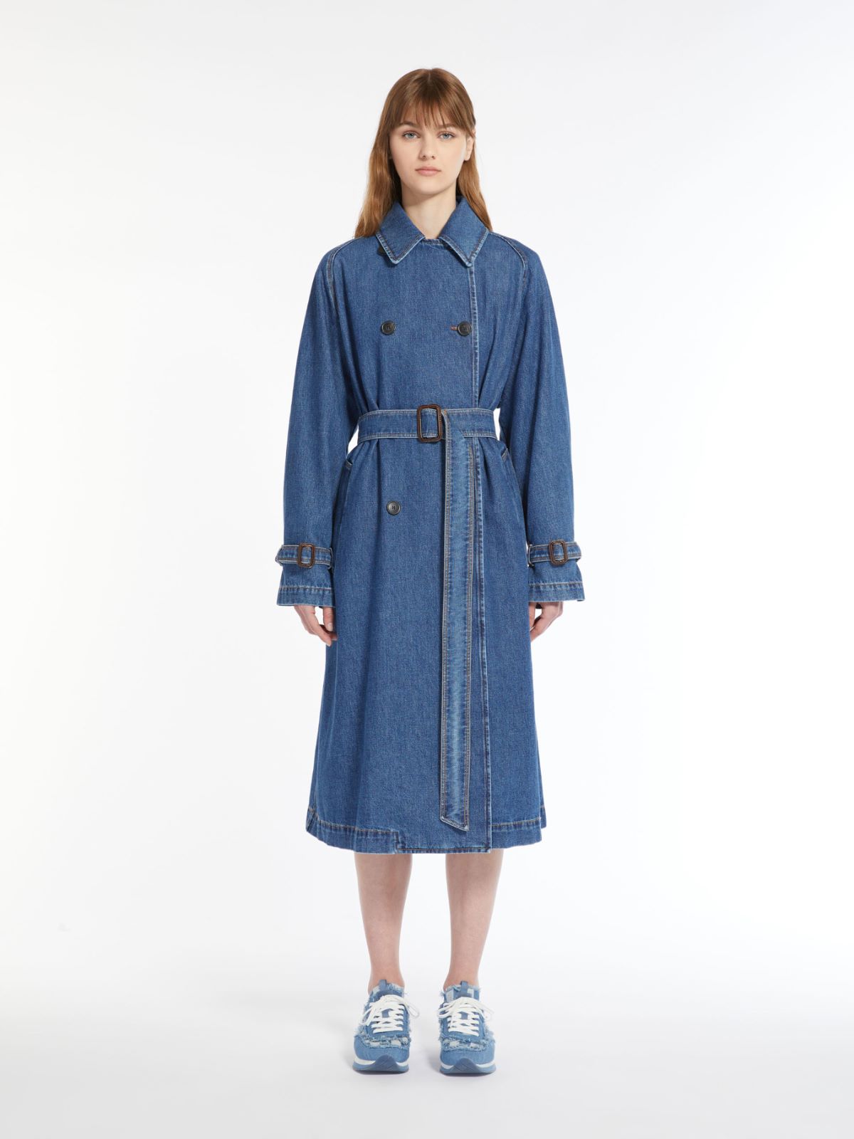 Denim trench coat