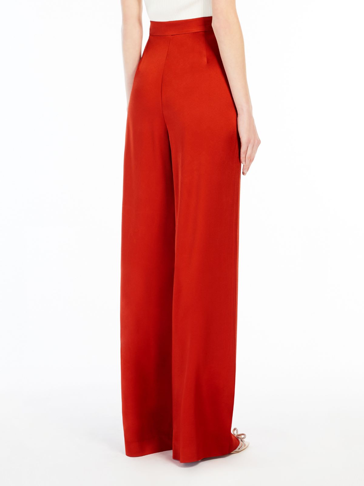 Reverse satin wide trousers