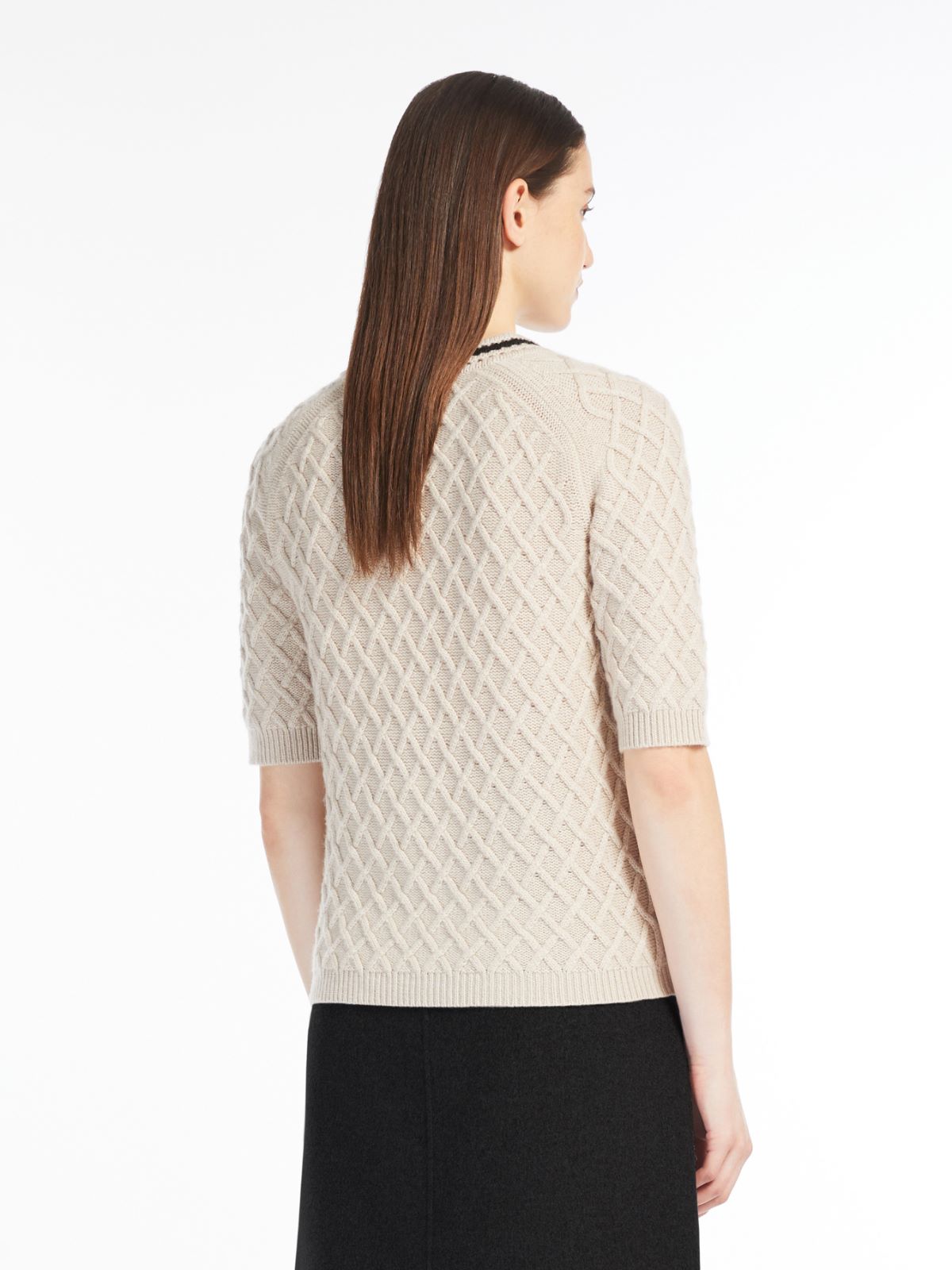 Wool and cashmere diamond-pattern jumper