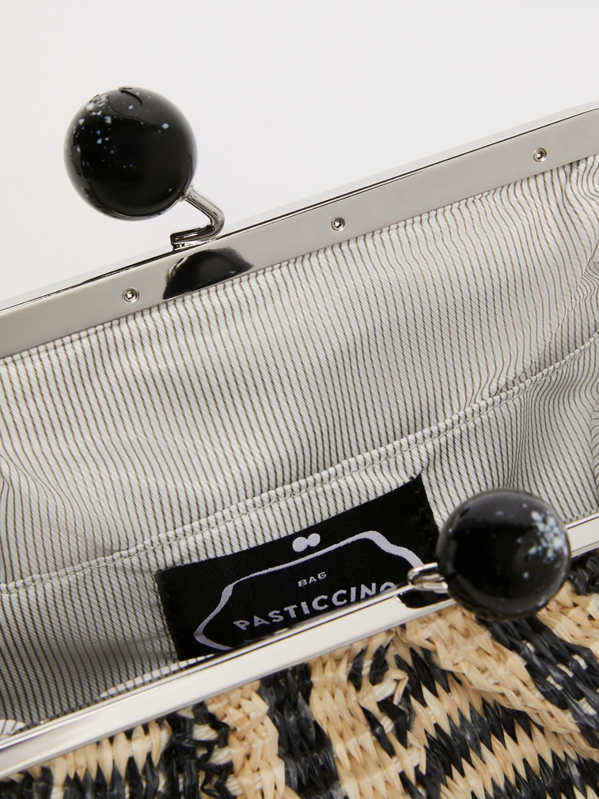 Medium raffia-look jacquard Pasticcino Bag