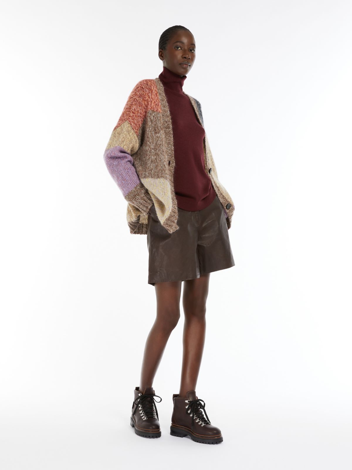 Silk and wool polo-neck sweater