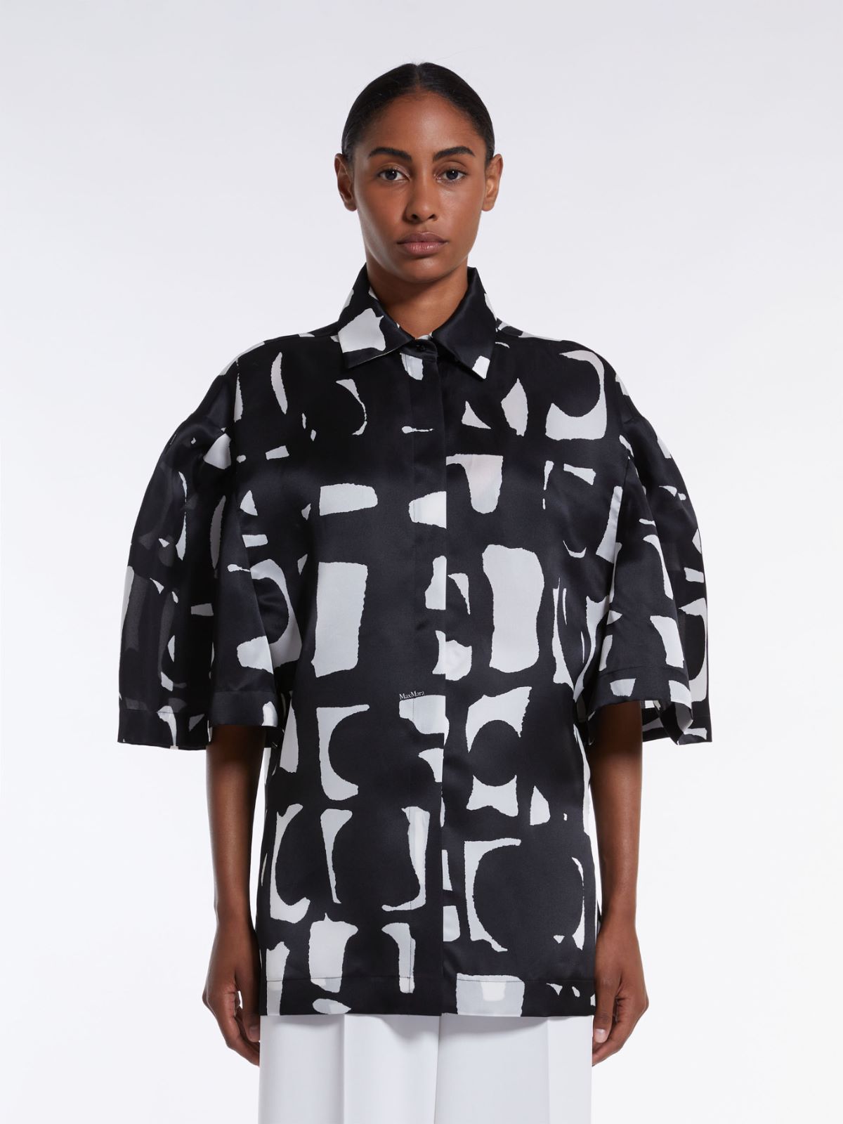 Printed organza shirt