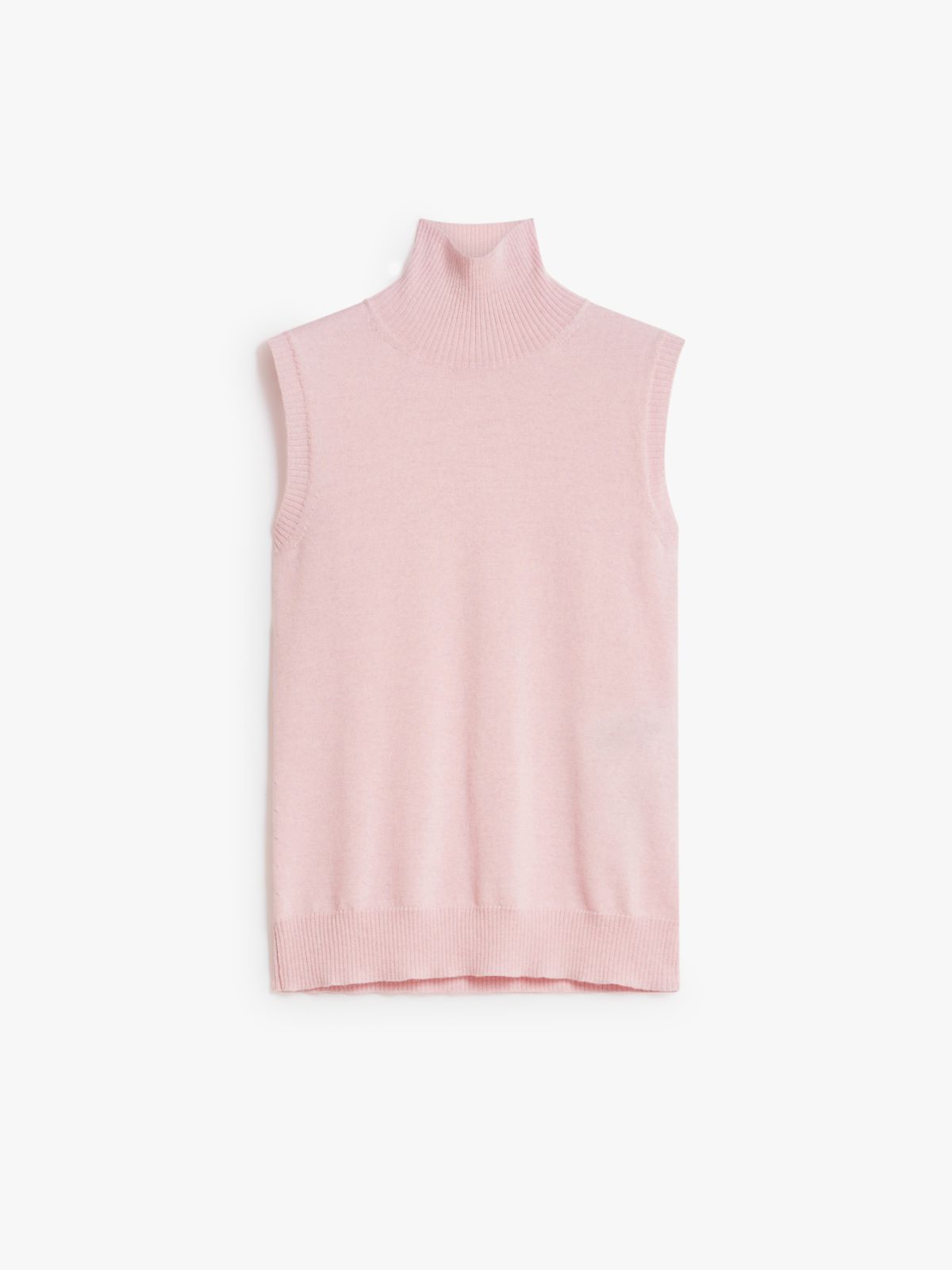 Sleeveless mock polo-neck sweater
