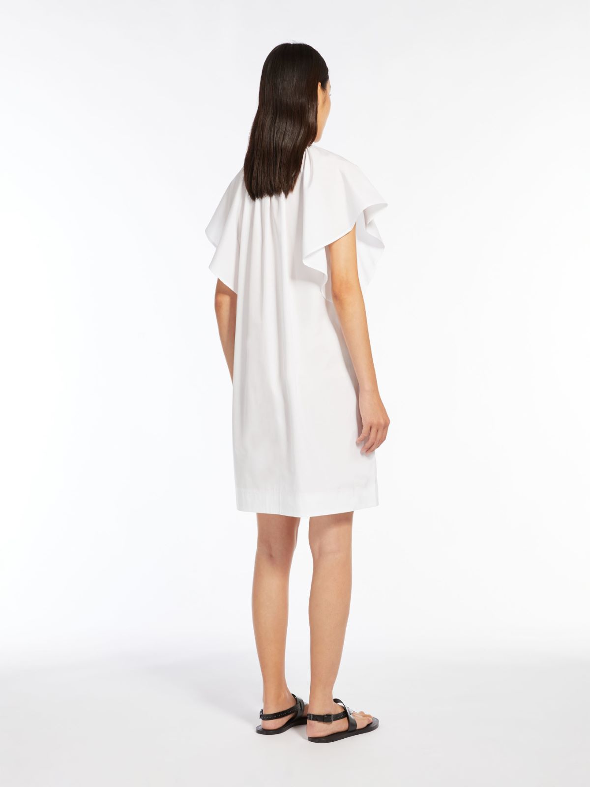 Poplin mini dress with flounce