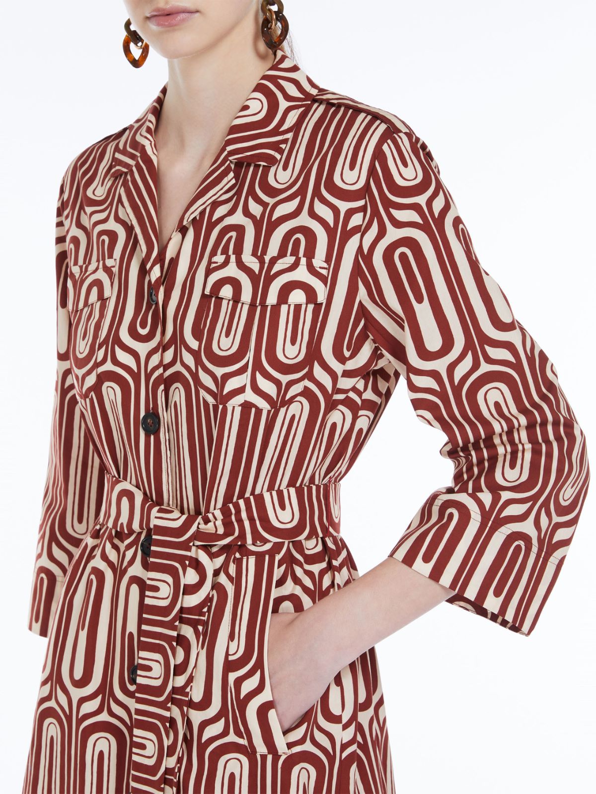 Printed cotton shirt dress