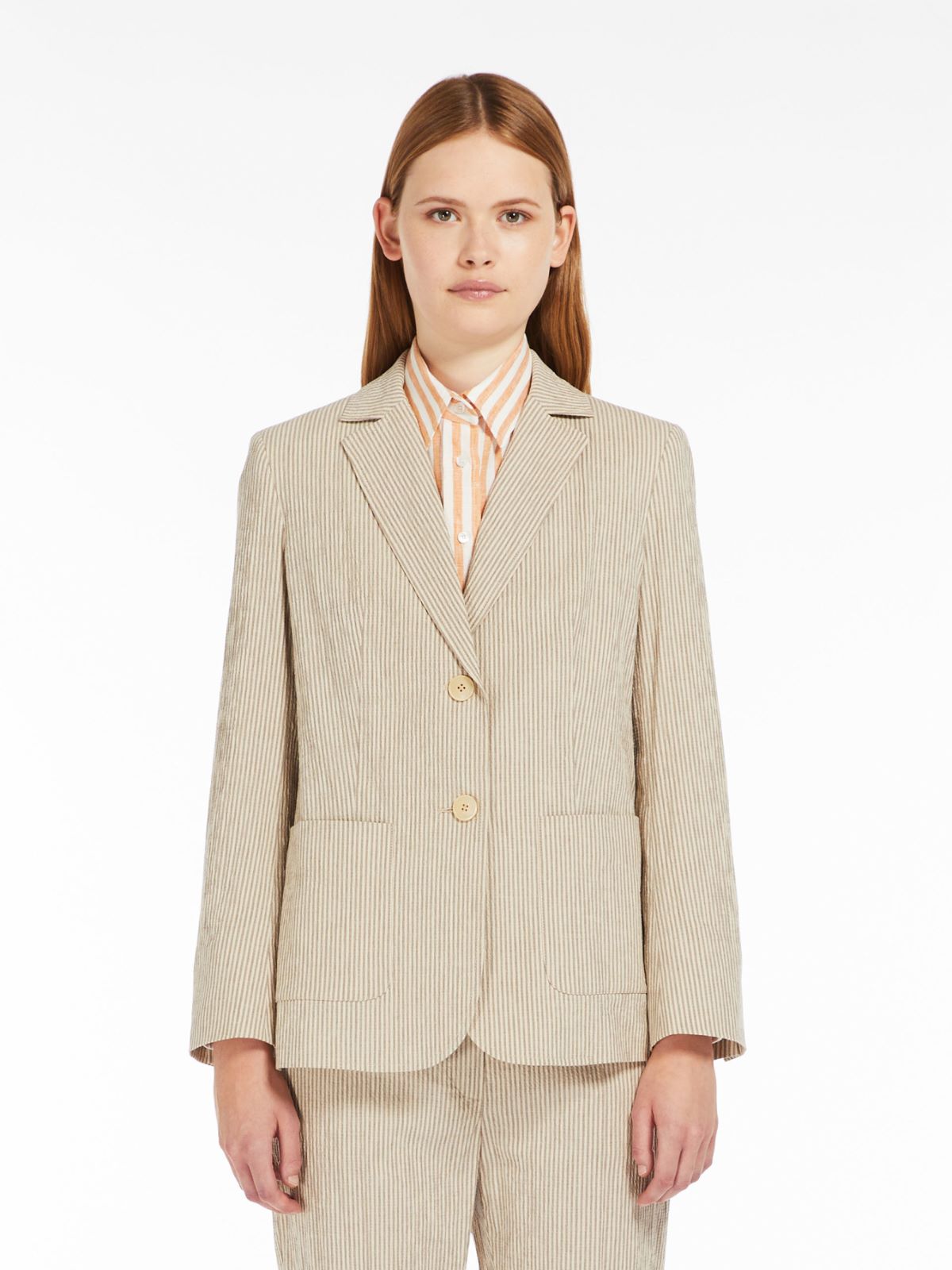 Cotton and linen seersucker blazer
