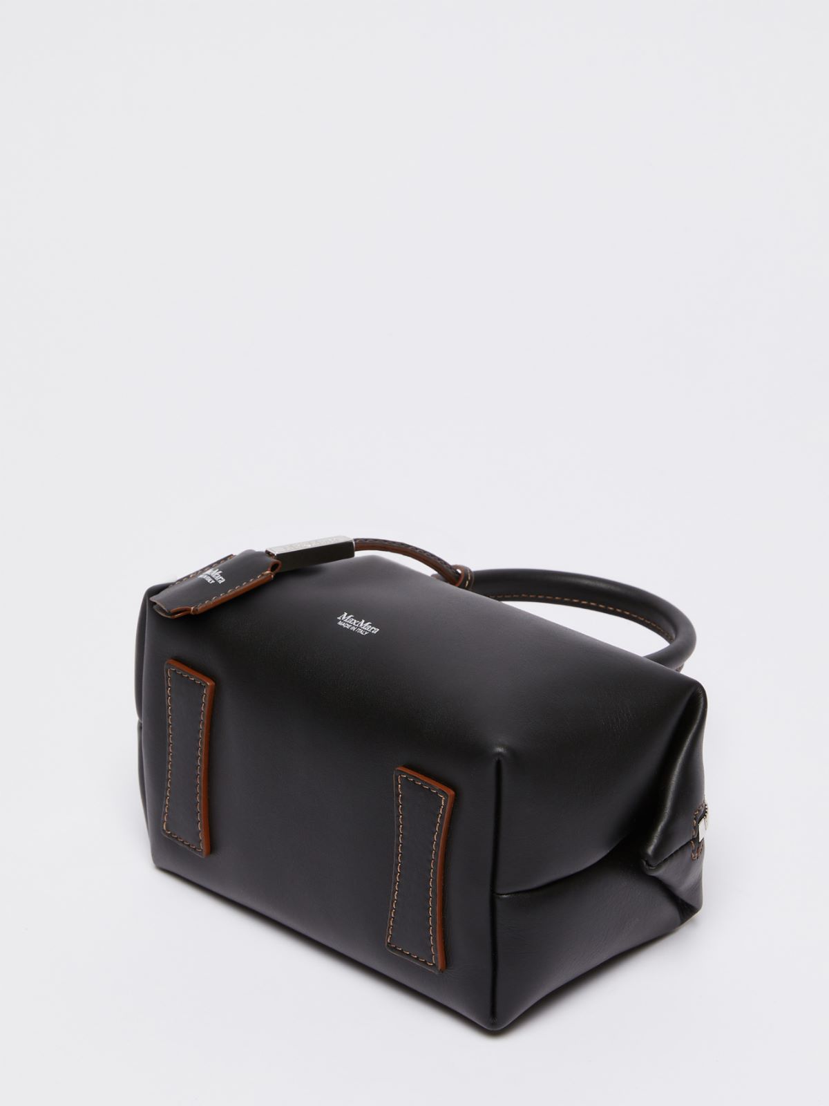 Small shiny leather satchel bag