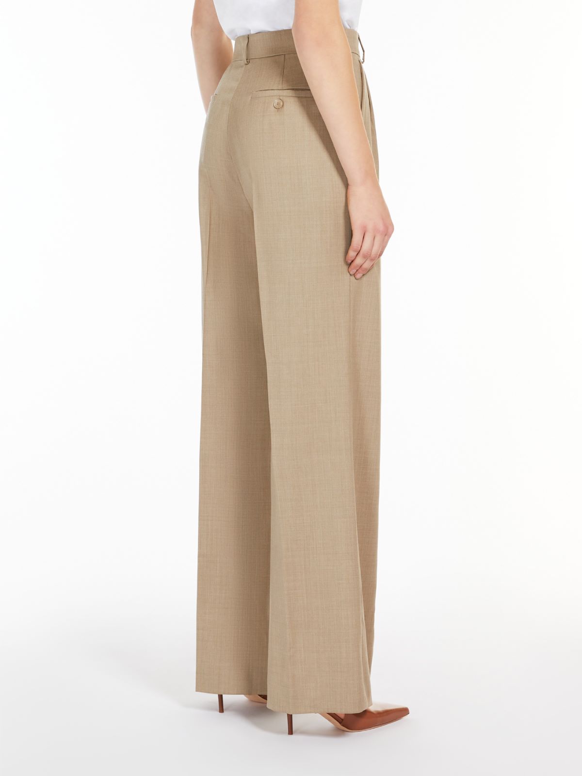 Wool twill wide-leg trousers